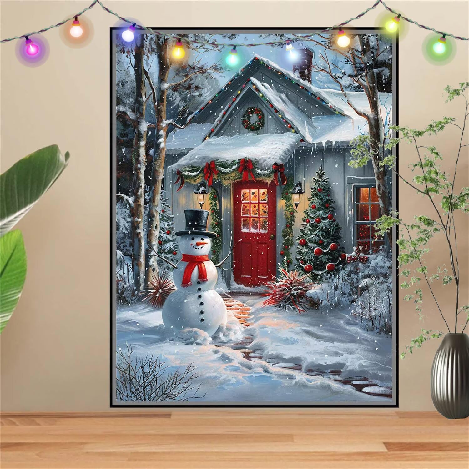 Kit 5D DIY Pintura de Diamante MuñEco De Nieve,Punto de Cruz Diamond Painting para Niños y Adultos,Cuadro de Diamantes con Rhinestones para Decoración Hogar,Pintar con Diamantes (120x160cm) E-1180