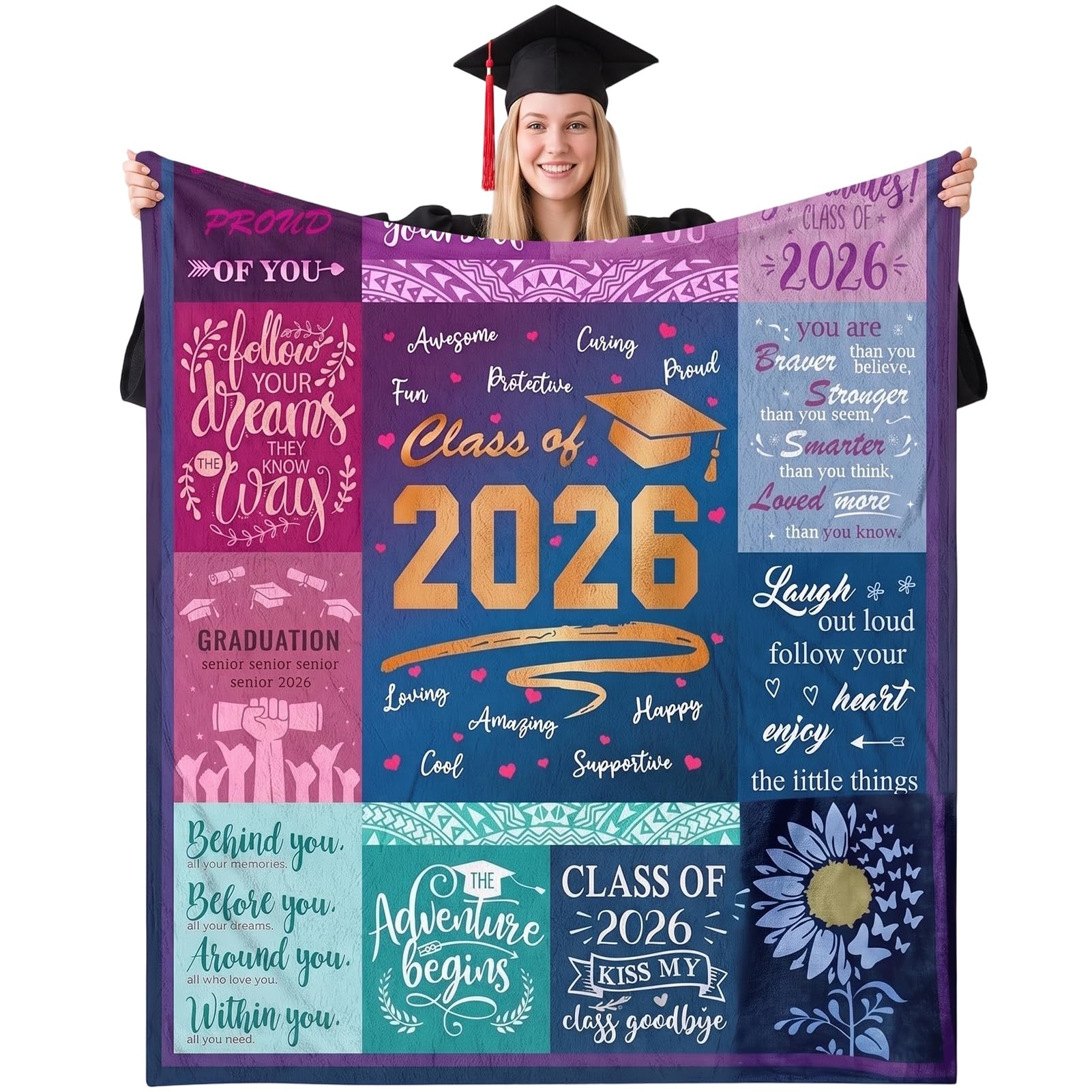 SERTAS 2026 Graduation Gifts Blanket,Graduation Presents,Graduation Gifts For Her Him,Graduate Graduation Gifts,Graduation Gifts For Son,Grandson,Brother,Classmate(Adult models)