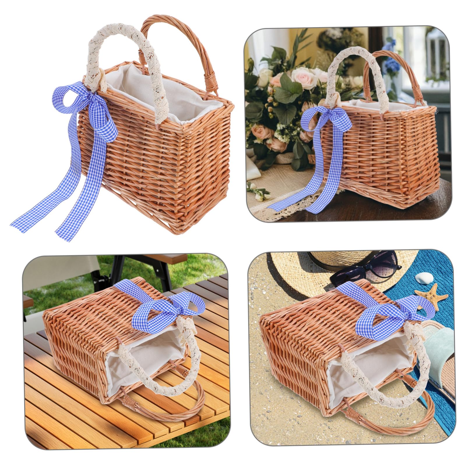 Bolso de Paja de Verano para Mujer Asa, Estilo Boho Vintage