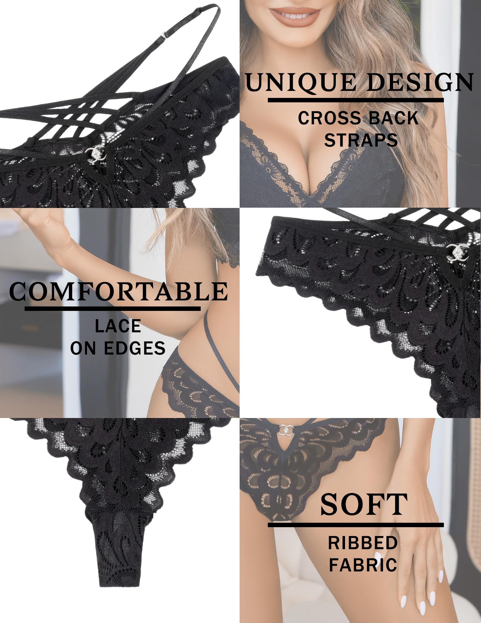Avidlove Sexy Underwear for Women Lace Bikini Panties Criss Cross Back Underpants