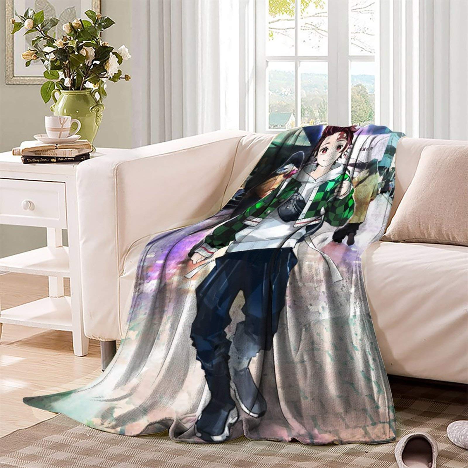 Coperta In Micropile Tema Anime Demone 130x150 Cm | Plaid Morbido Per Divano E Viaggi, Regalo Fan
