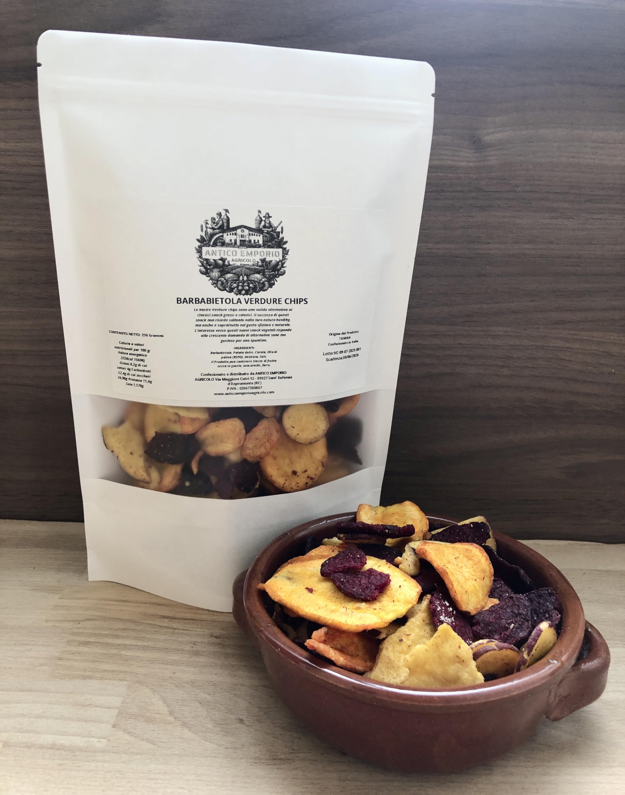 Barbabietola Verdure Chips - Chips di Verdure essiccate, croccanti - 450 Grammi in Sacchetto in kraft Richiudibile - Snack Sfizioso e Salutare, chips vegetali con patata dolce, carote e Barbietola