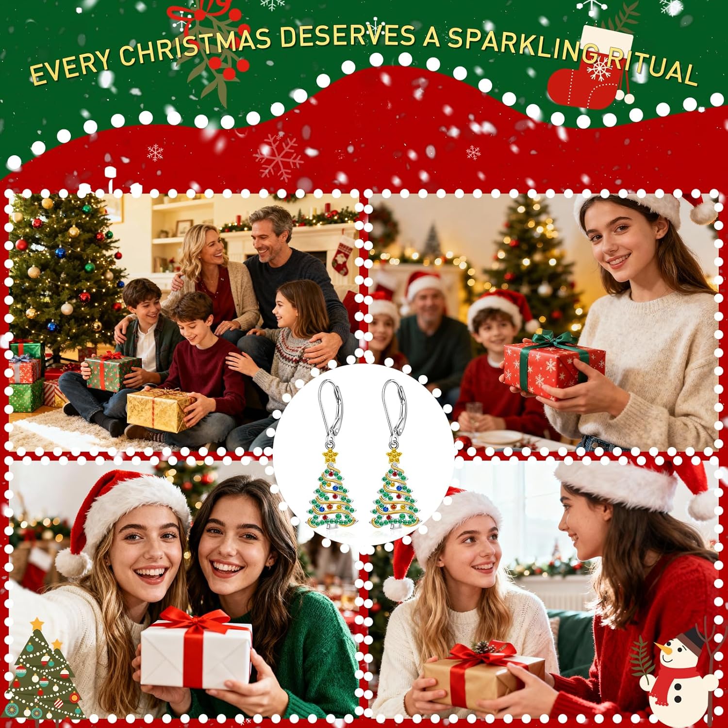 Christmas Earrings Christmas Tree Earrings for Women Dangling Sterling Silver Dangle Holiday Jewelry Xmas Gifts for Mom - Image 5