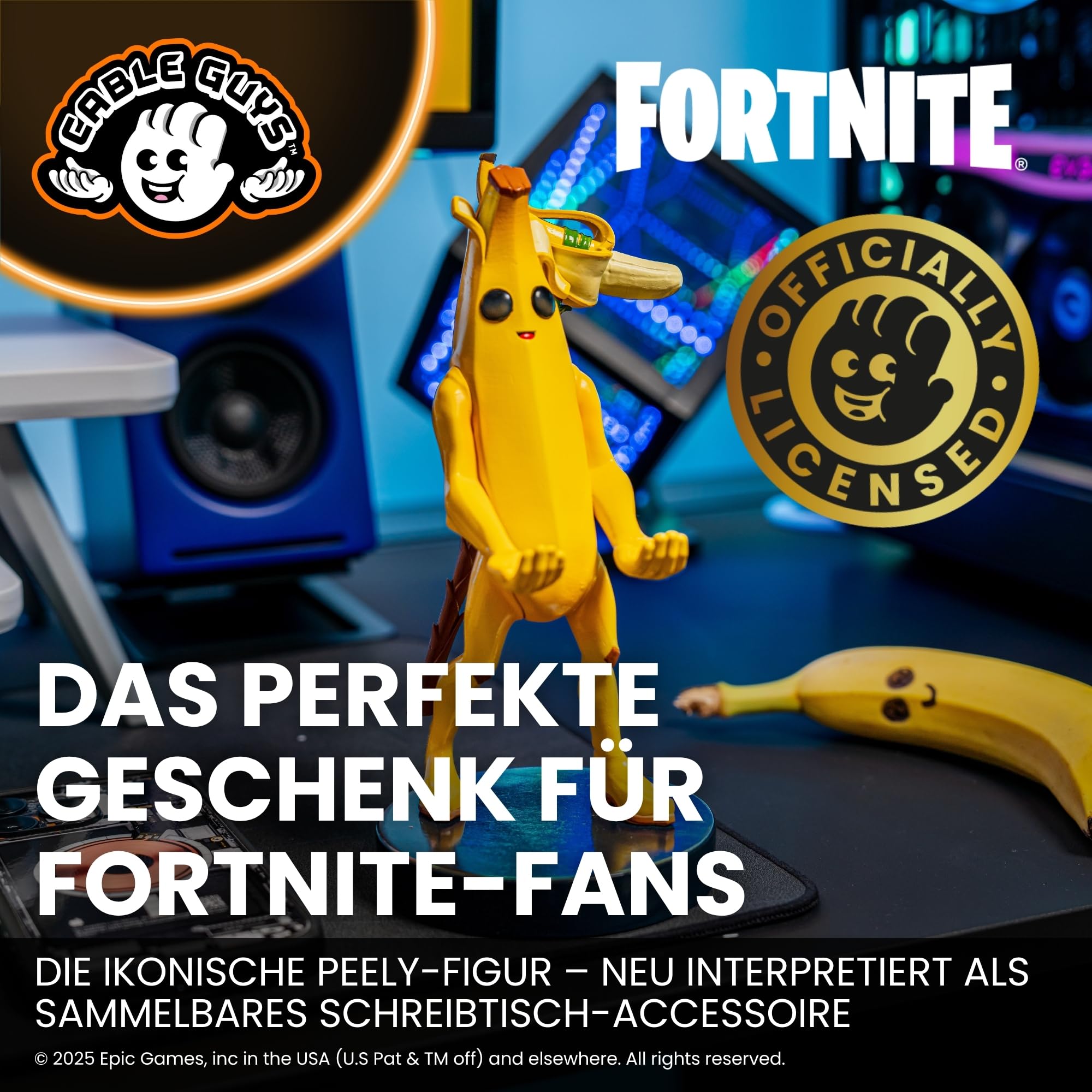 Cableguys Fortnite Peely Controller Halter & Handy Ständer - Gaming Zubehör für Zimmer und Schreibtisch-Setup, Ständer Kompatibel mit Xbox-, PlayStation- & den meisten Standard-Controllern