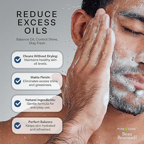 Miniatura 2 de Beau Brummell Jabón facial espumoso para hombre con limpiador facial de carbón activado con ácido hialurónico | Elimina el exceso de aceites y ayuda