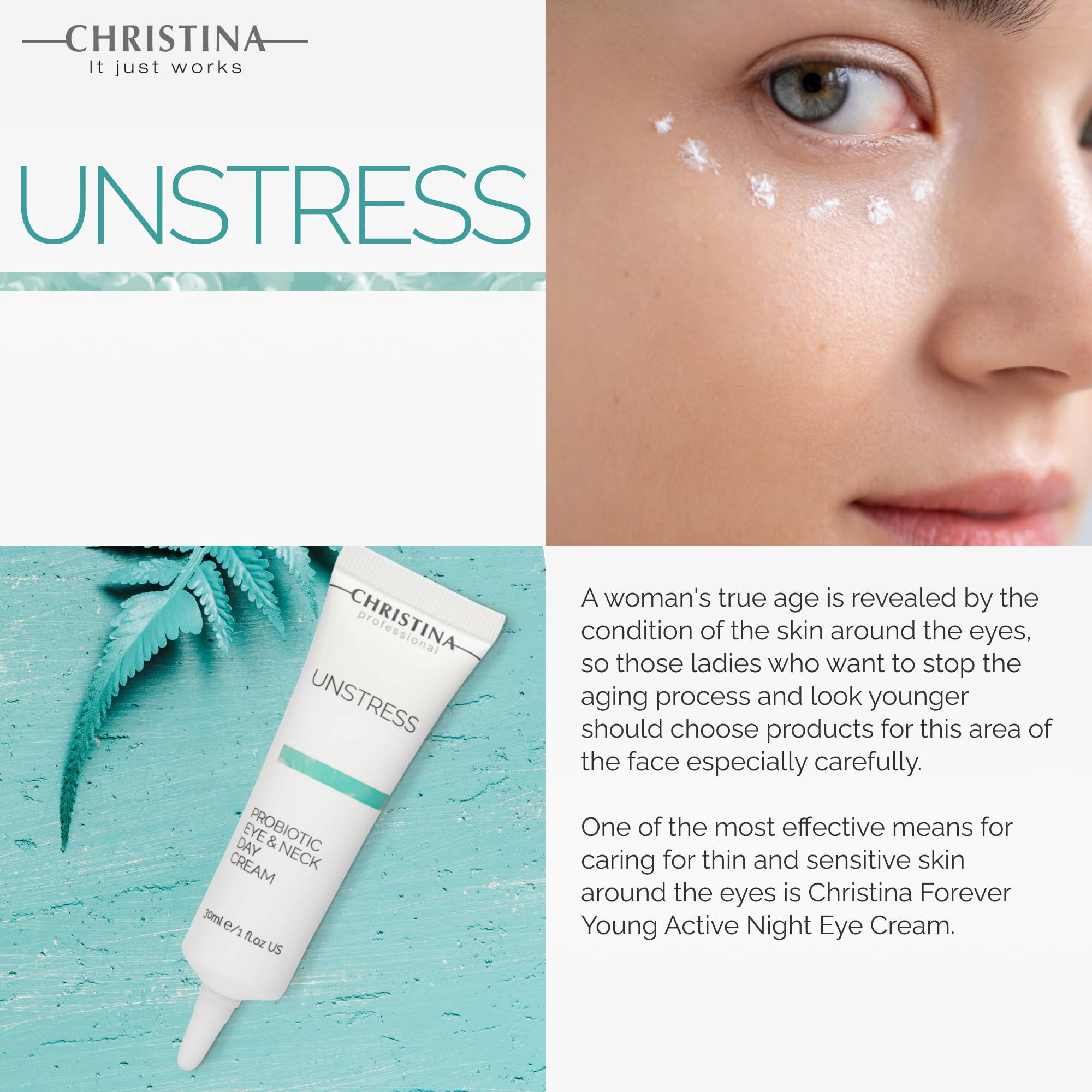 Amazon.com: -CHRISTINA- Unstress Probiotic Eye & Neck Day Cream