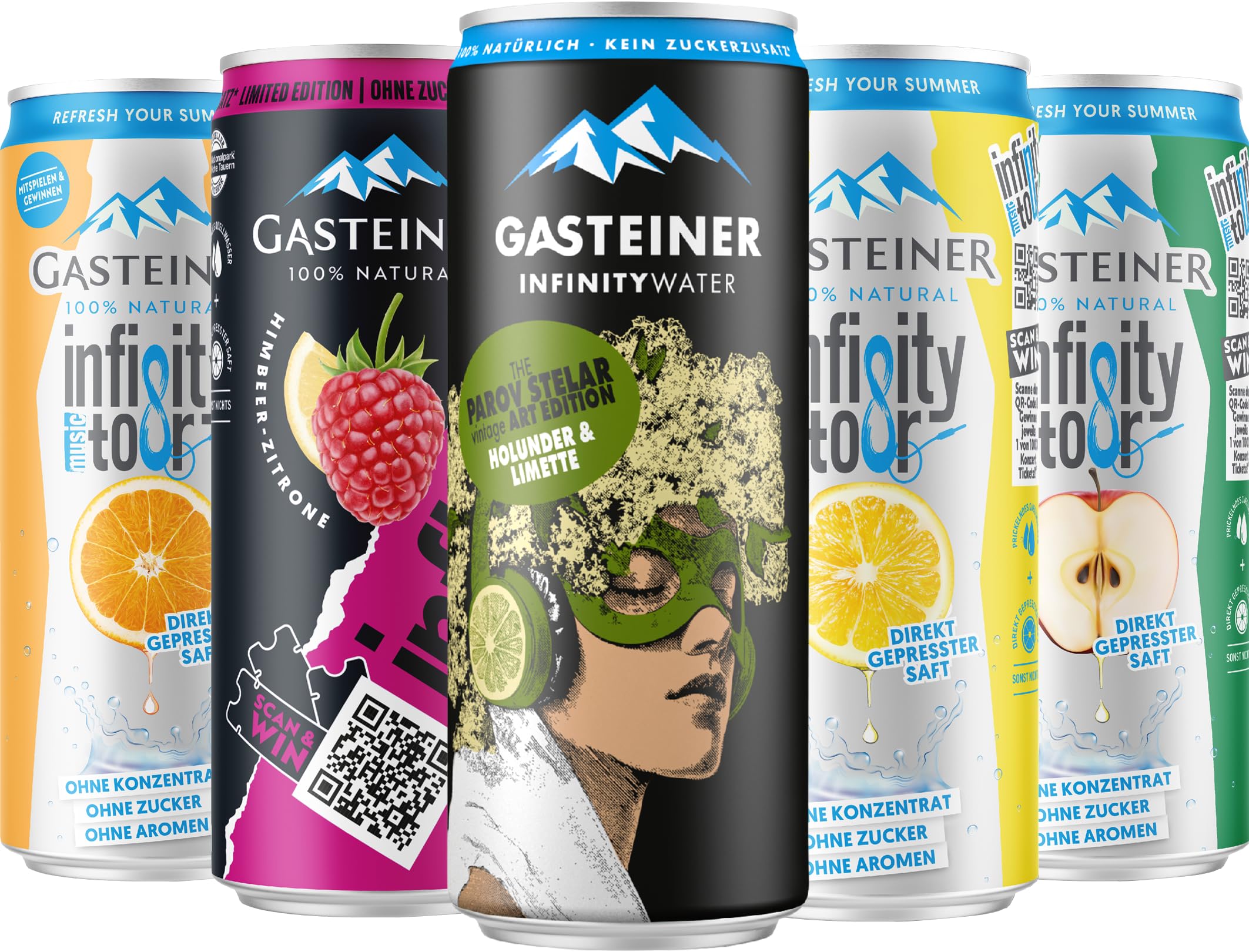 Gasteiner 100% natural | 330ml Dosen | prickelndes Wasser mit Fruchtsaft | Kohlensäurehaltig | (1 x Gasteiner Orange 24er Tray)