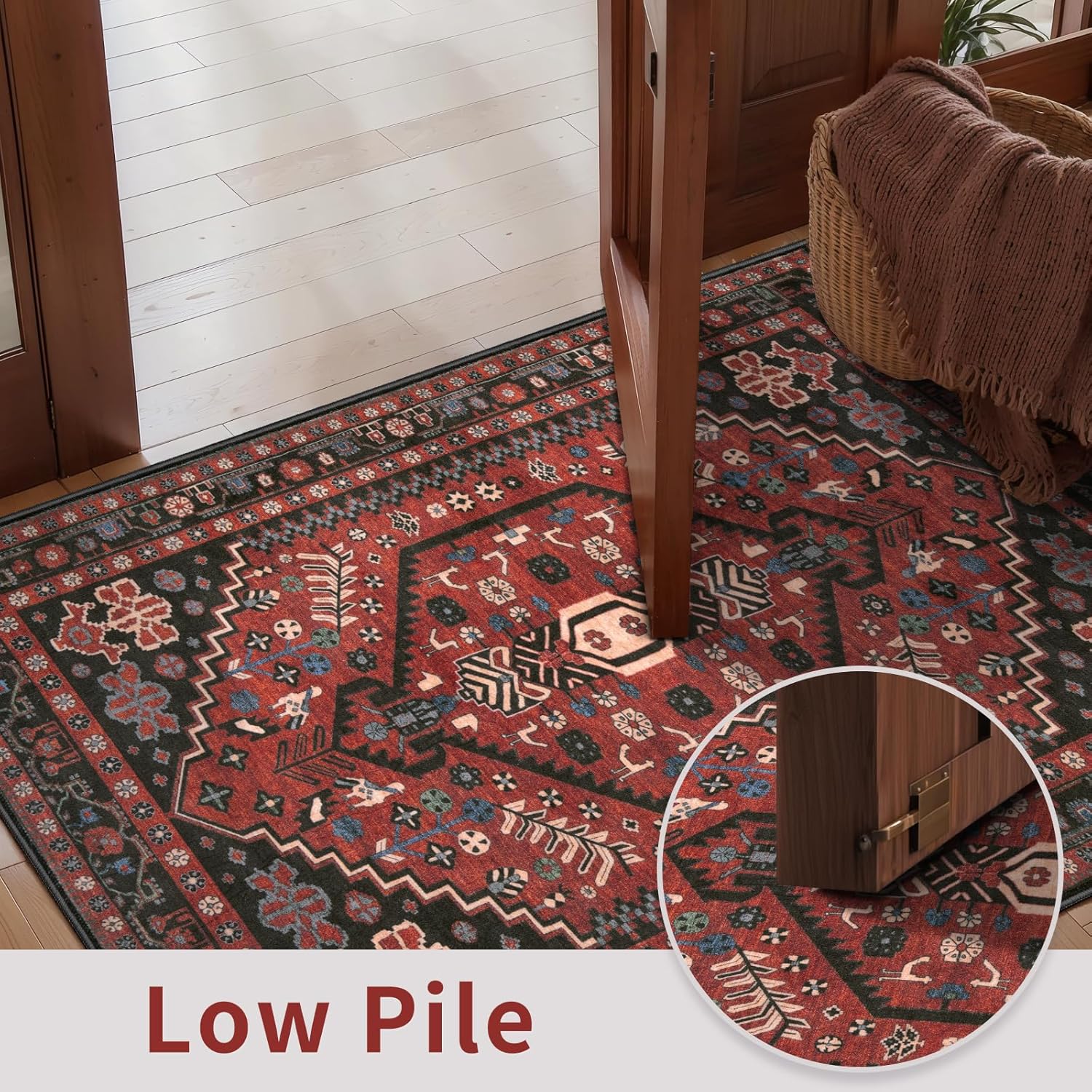 Ciicool Small Area Rug, 2x3ft Boho Rug, Ultra Soft Entry Rugs for Entryway, Non-Slip Washable Oriental Low-Pile Indoor Mat Floor Carpet for Entrance Bedroom Kitchen Bathroom Foyer Decor