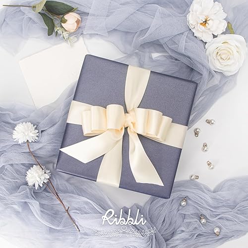 Miniatura 481 de Ribbli - Cinta de satén blanca de doble cara, 1 pulgada x 25 yardas, uso para ramo de lazos, envoltura de regalos, arreglos florales