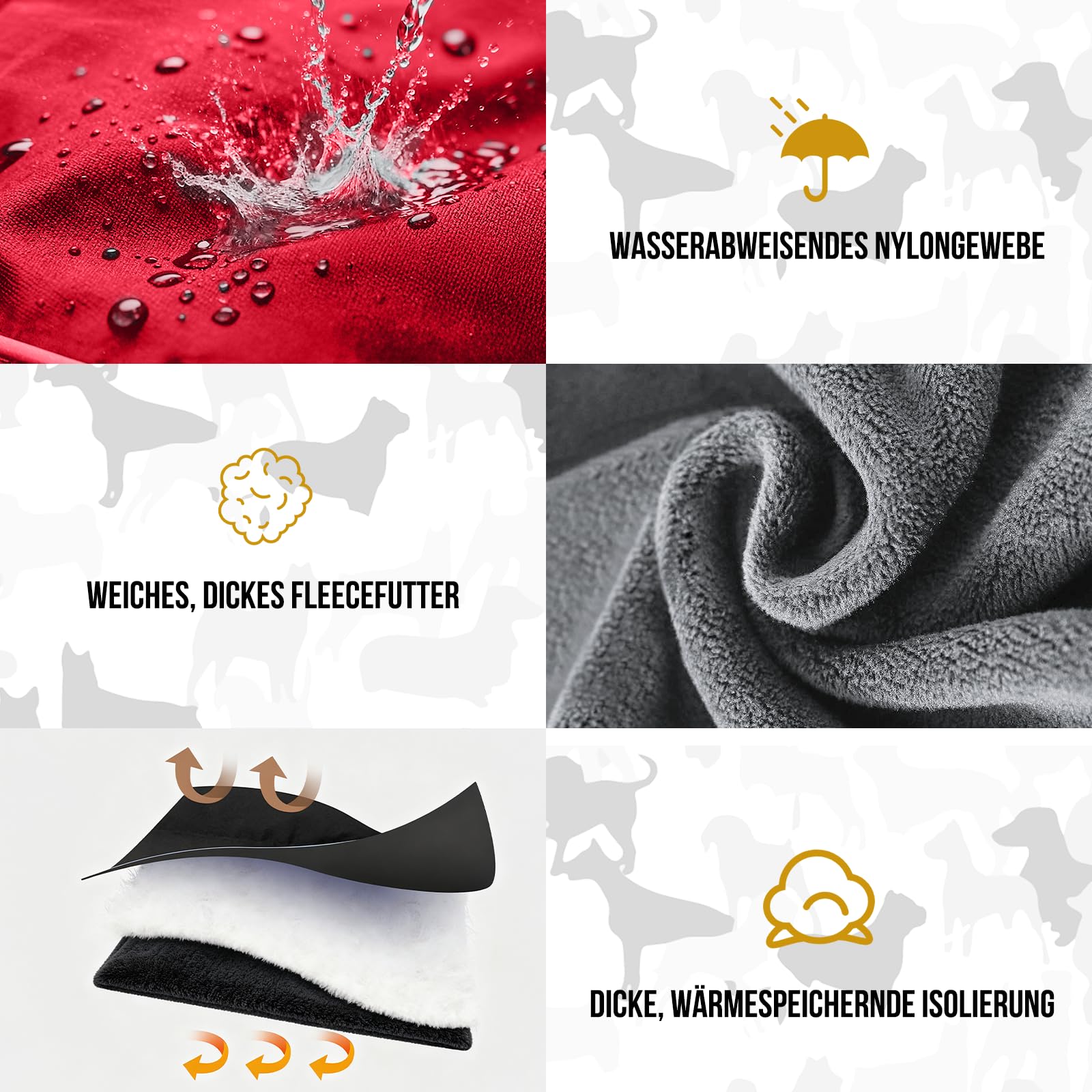 OneTigris Hundemantel, STORMWALL Wasserdicht Hundejacke mit Verstellbarer Rückenlänge Fleecefutter Reflektierend und Fellkragen für Wanderungen Outdoor für Mittelere & Große Hunde Rot XL
