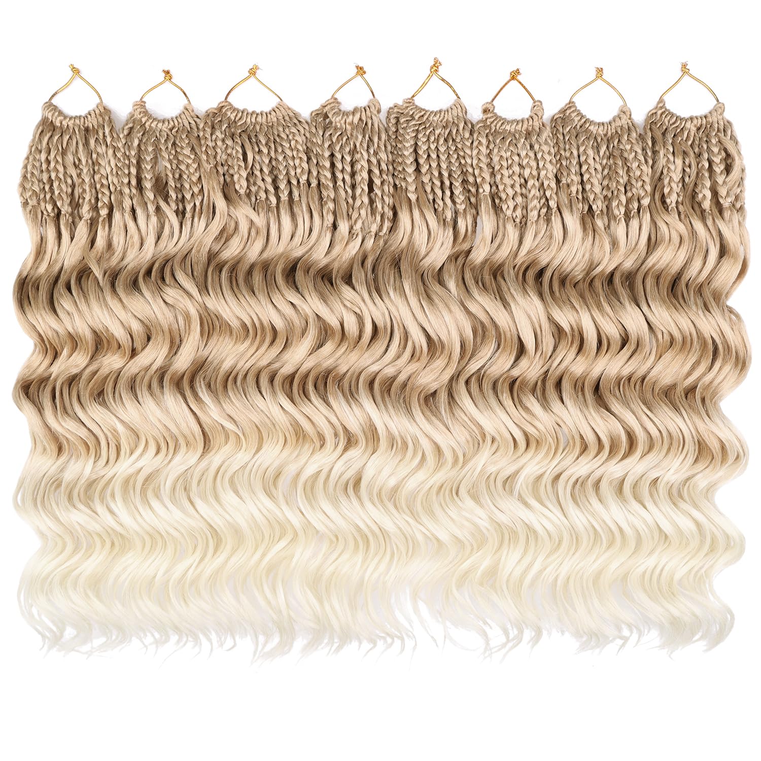 Mscat 14 Inch Pre Looped Ocean Wave Crochet Hair 8 Packs Boho Ocean Braids Pre Twisted Synthetic Deep Wavy Crochet Hair for Women T27613# - Image 4
