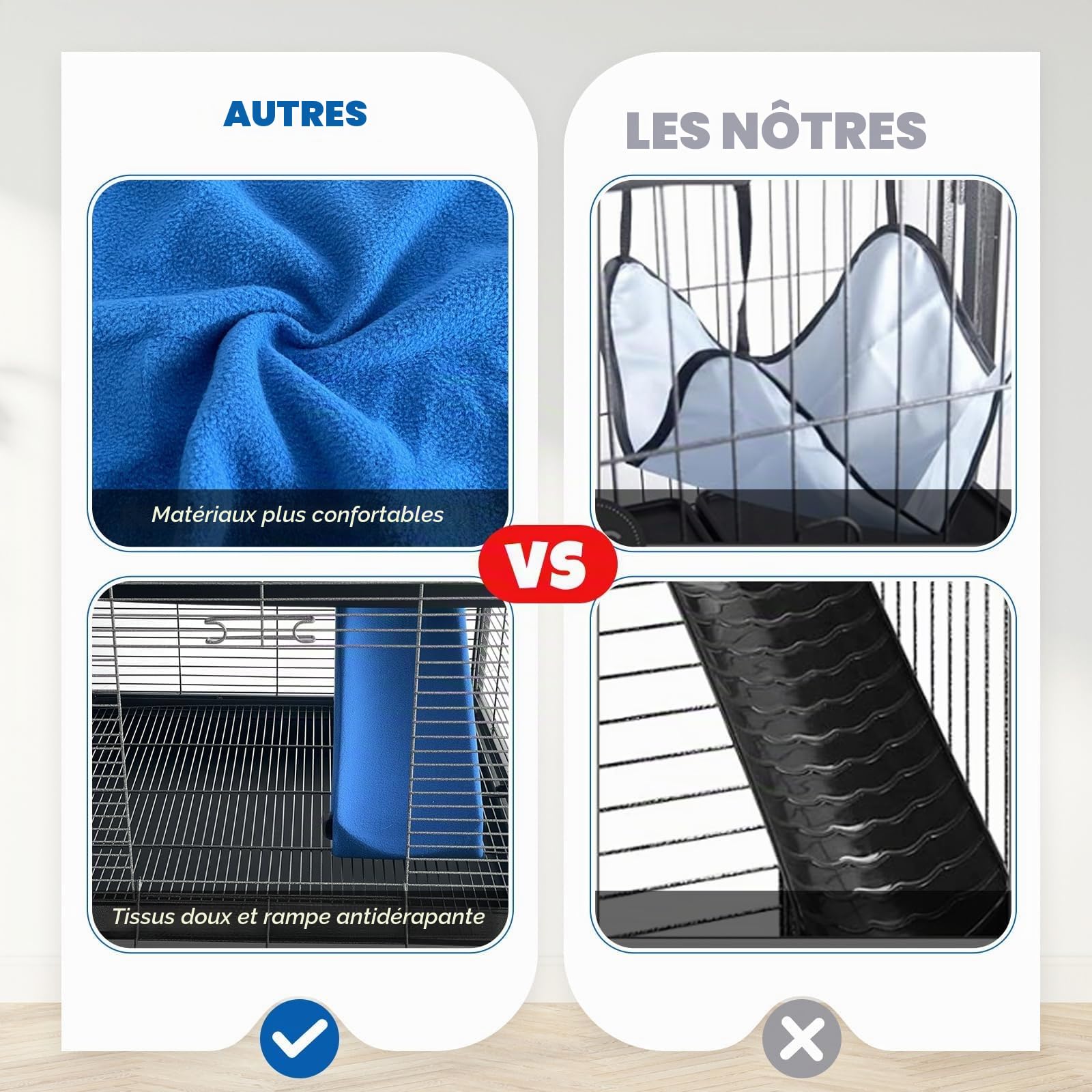 Garvee Cage pour Petits Animaux avec Rampe Amovible, maisonnette Confortable - Enclos Robuste, Nettoyage Facile, idéal cochons d'Inde, Hamsters, Lapins, furets, Chinchillas - pour intérieur -Noir