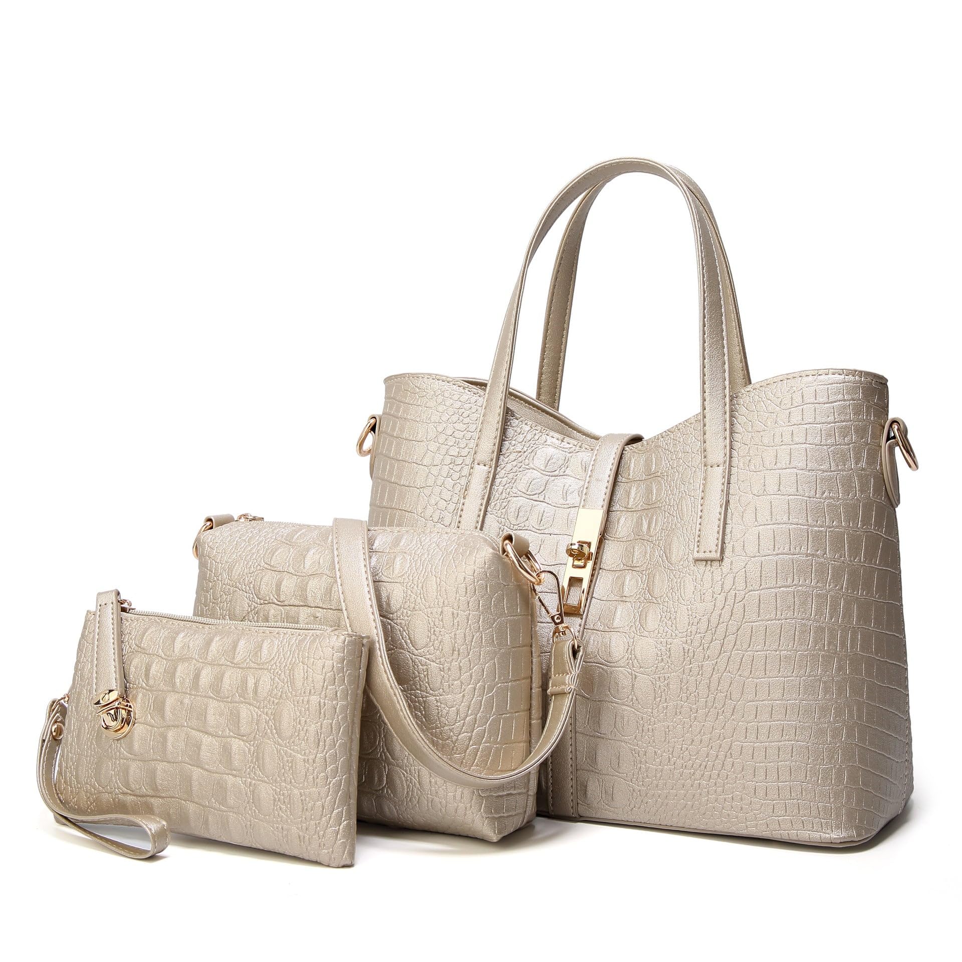 SYGA Pack Of 3 Women Handbag Set, With Crossbody Bag, Clutch Bag with Crocodile Pattern & Color (GOLDEN) (B0CYKXB5S5) Amazon Price History, Amazon Price Tracker