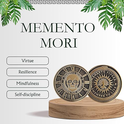 Miniatura 2 de Memento Mori Medallón de moneda estoicismo, regalo Amor Fati Metal Gold Color Token EDC Challenge Stoic Reminder Colgante Momento Mori Regalo para