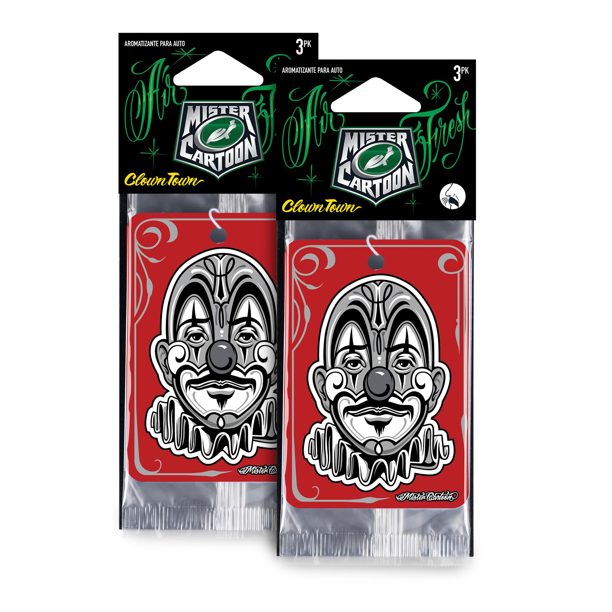 Turtle Wax X Mister Cartoon Hanging Car Air Freshners & Odor Neutralizing Hanging Paper, Air Freshener for Car & Home Hanging Car Air Freshners (CLOWN TOWN FRESHENER)