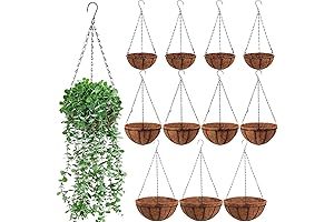 Premium 12-Pack Wire Hanging Planter Baskets for Plants