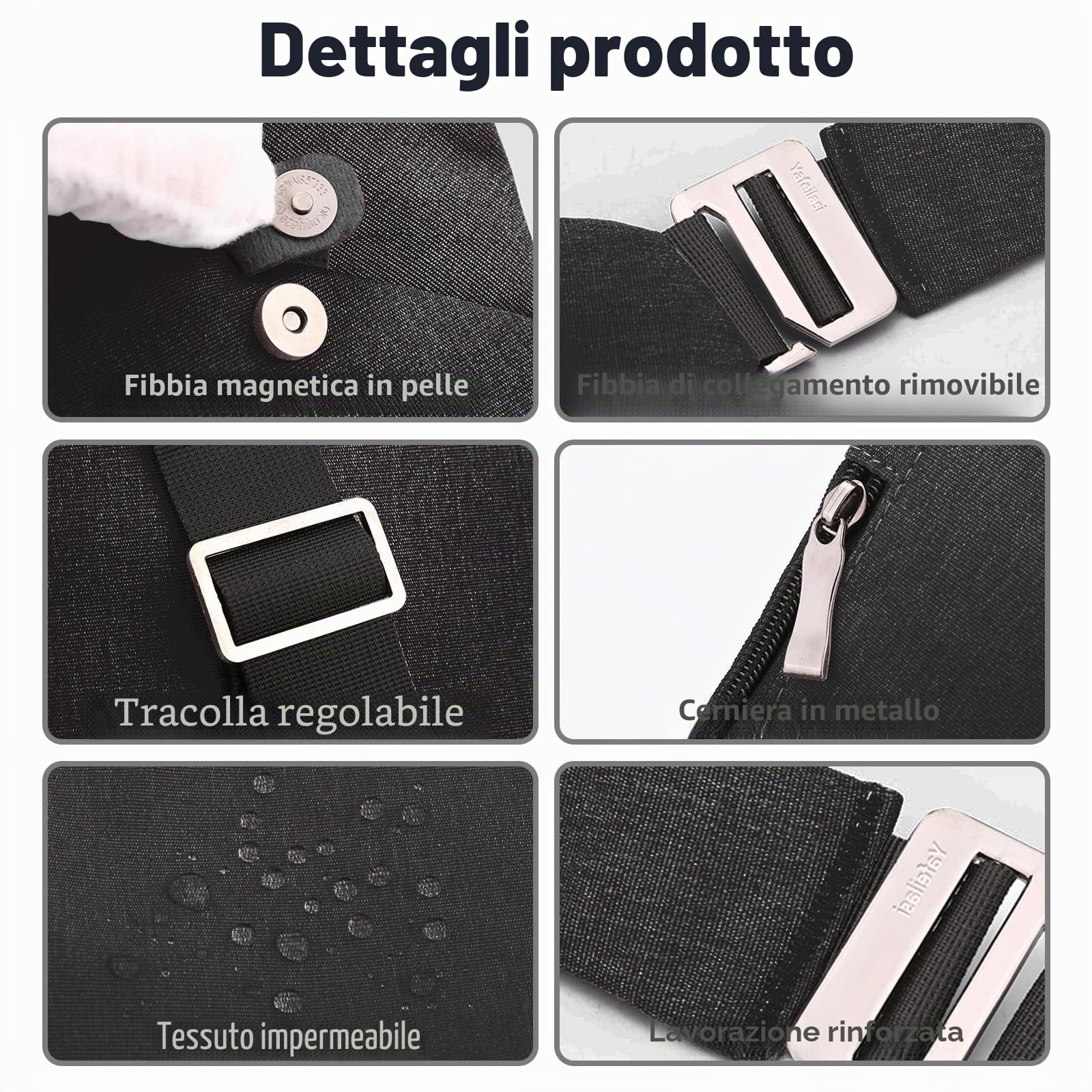 Borsa da viaggio antifurto monospalla grande capacità a tracolla al petto leggera per viaggi e sport