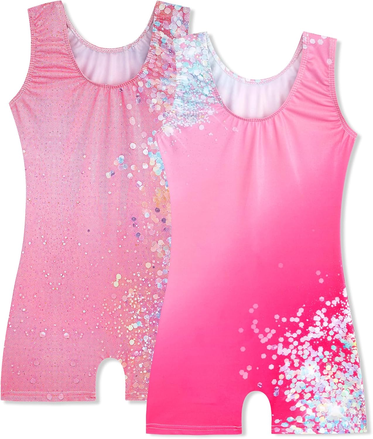 HOZIY 2 Pack Girls Gymnastics Leotards for Kids Toddlers Dance Outfits with Shorts Biketards Tumbling Clothes Sparkly - Image 2