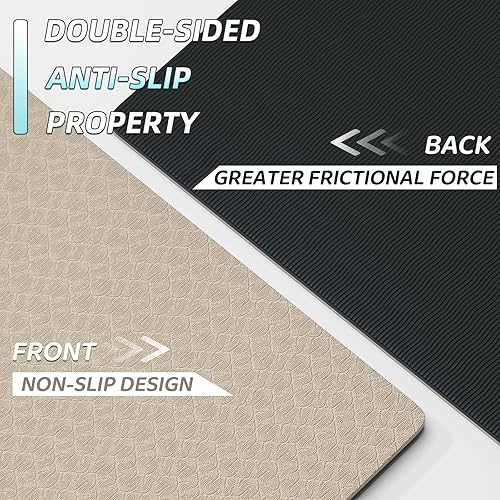 Miniatura 3 de Tapete de yoga extra largo y ancho para hombres y mujeres altos, 2.992 x 1.283 x 0.276 in, TPE de alta densidad antideslizante en ambos lados,
