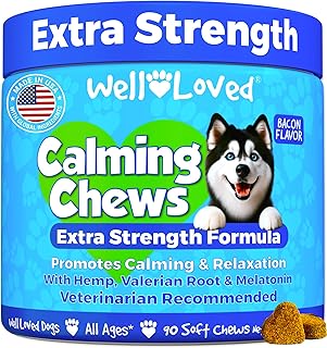 Well Loved Calming Chews for Dogs - Dog Calm Treats, Made in USA, Vet Recommended, Behavior Support with Melatonin & Hemp,...