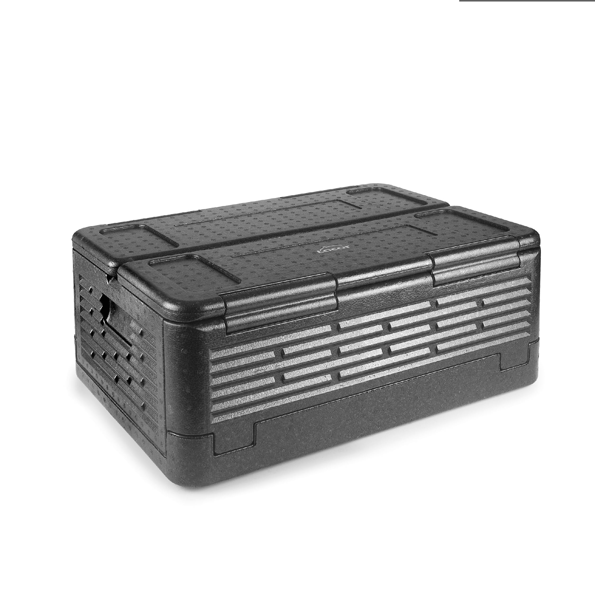 Lacor - 66066 - Boîte de Trempe Isolante, en PPE, GN 1/1, Tranasporta, Isole ou Maintient les Aliments Froids ou Chauds, Légers, Résistants et Isolants, Imperméables, Entièrement Pliables, 38.5L, Noir