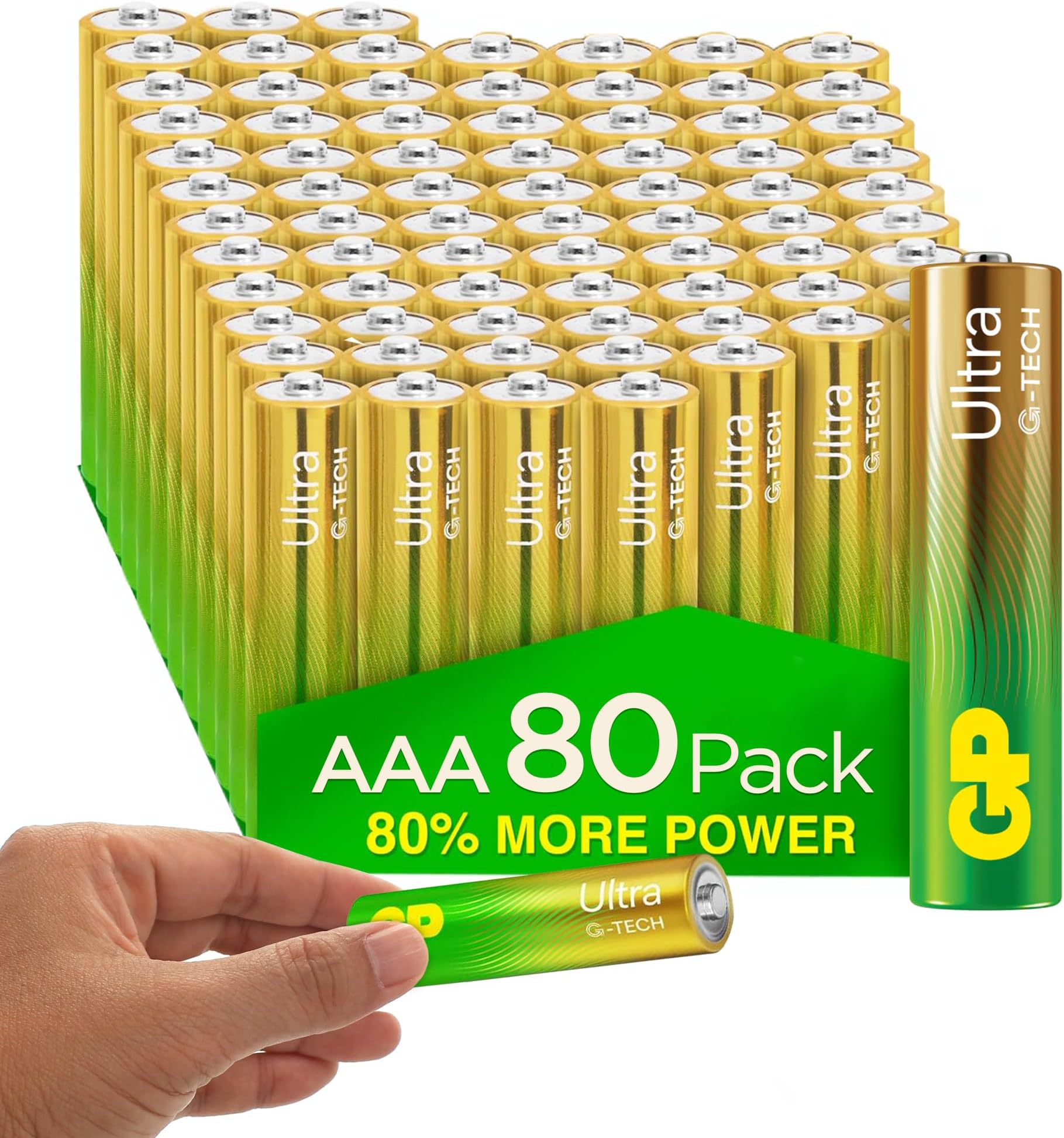 AAA Batteries pack of 80 by GP AAA Batteries Ultra Alkaline - 10 year shelf l...