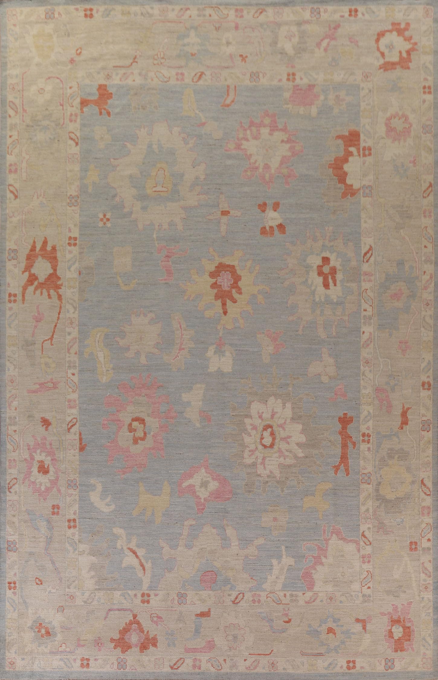 Rug Source Transitional Collection Large Rugs Palace Sized Oushak Area Rug Hand Knotted Navy Blue Blues Floral Rug