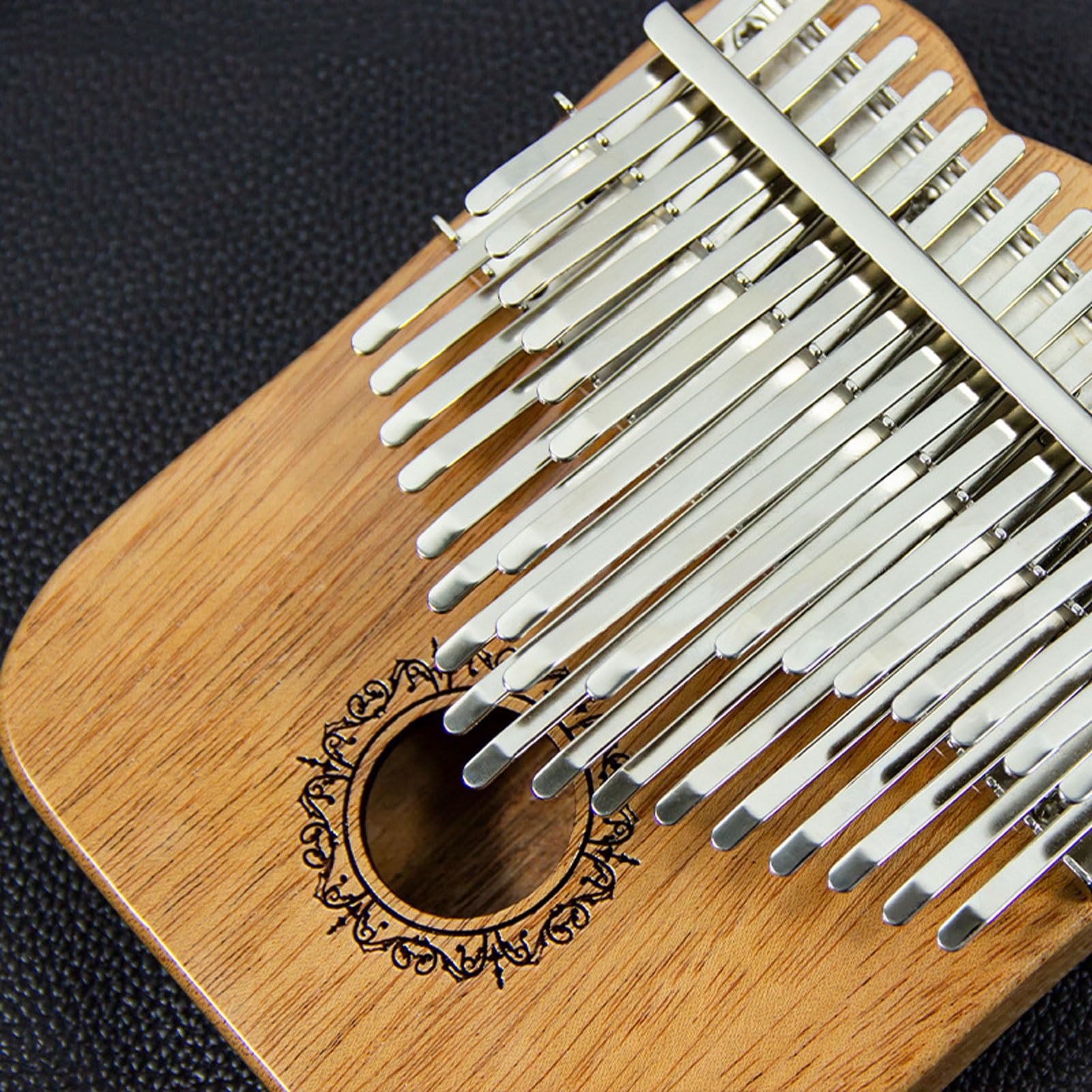 Dorośli Kalimba 34 Klawisze Drewno Wygodny Uchwyt Palec Fortepian dla Muzycznego Oświecenia Pianino na Kciuk z Młoteczkami do Strojenia, Naklejki Skali(Brown B)