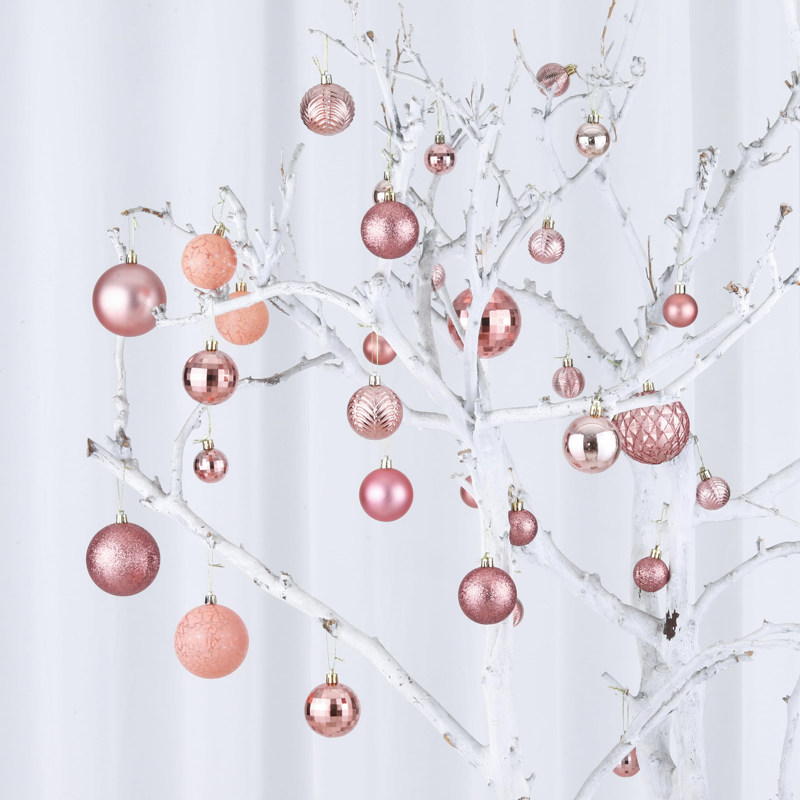 LANGXUN 36 pièces de Boules de Noël en Or Rose pour Les décorations de Noël, de Mariage et de fête, Boules incassables pour l'arbre de Noël avec Boucle de Suspension