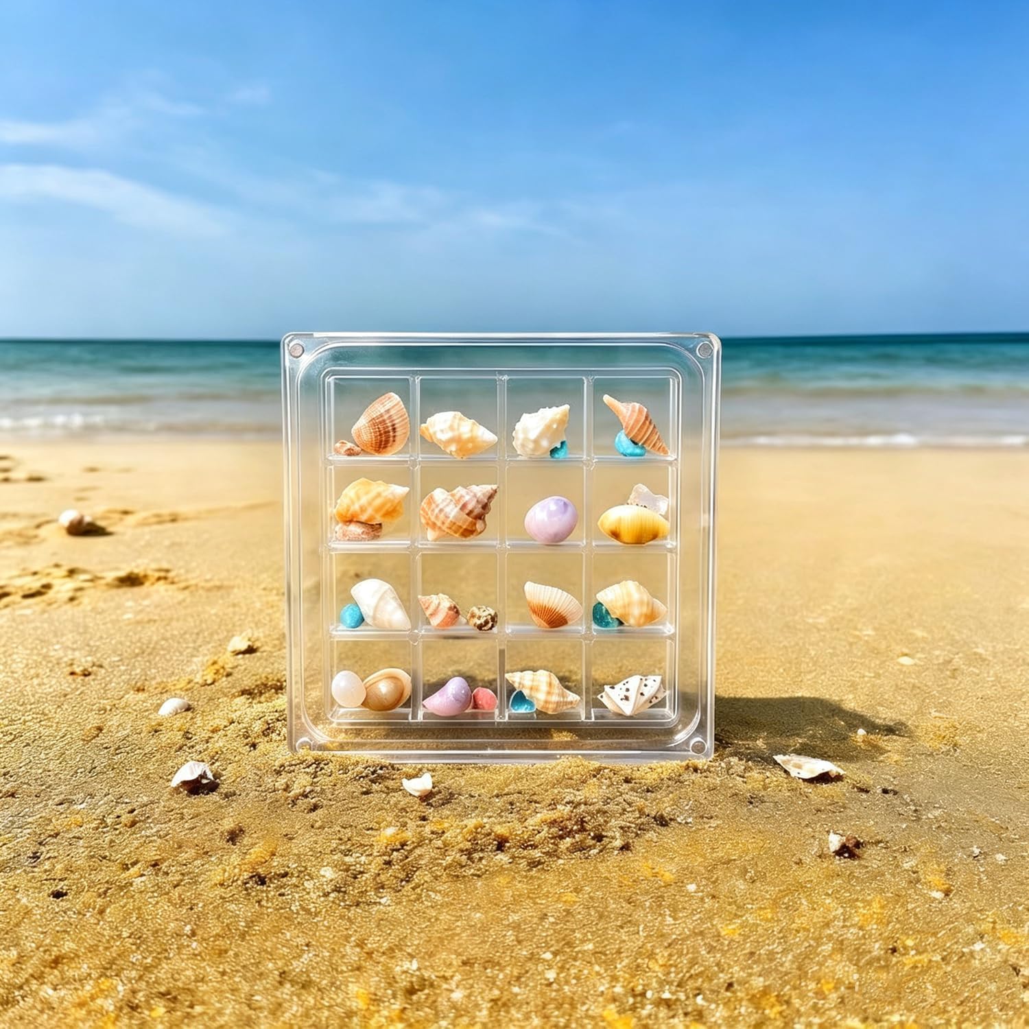 16Grids Acrylic Display Box Clear Magnetic Shadow Box 11.8x11.8cm