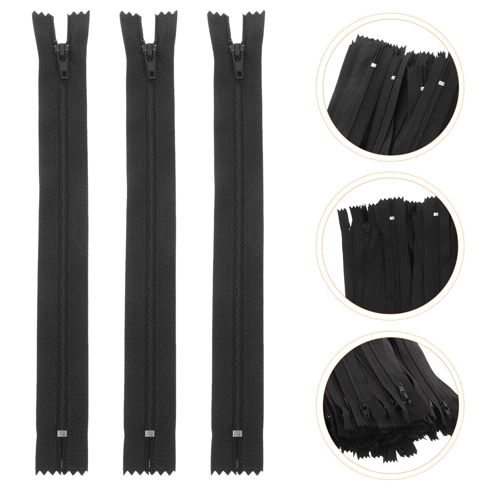 CLISPEED Cremallera Multiusos de Nailon Negro 20 Cm Cierre Automático, Resistente al Desgaste y Flexible para Bolsos y Abrigos en Costura y Reparación Diy, Pack de 200 Unidades