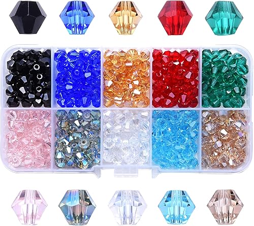 480 cuentas de cristal con forma de bicono facetadas de 0.236 in, cuentas espaciadoras de cristal para pulseras, collares, decoración a mano para