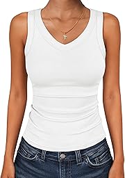 ANRABESS Tank Tops for Women V Neck Ribbed Knit Slim Fitted Sleeveless Basic Tee Tanks Casual Summer Clothes 2026