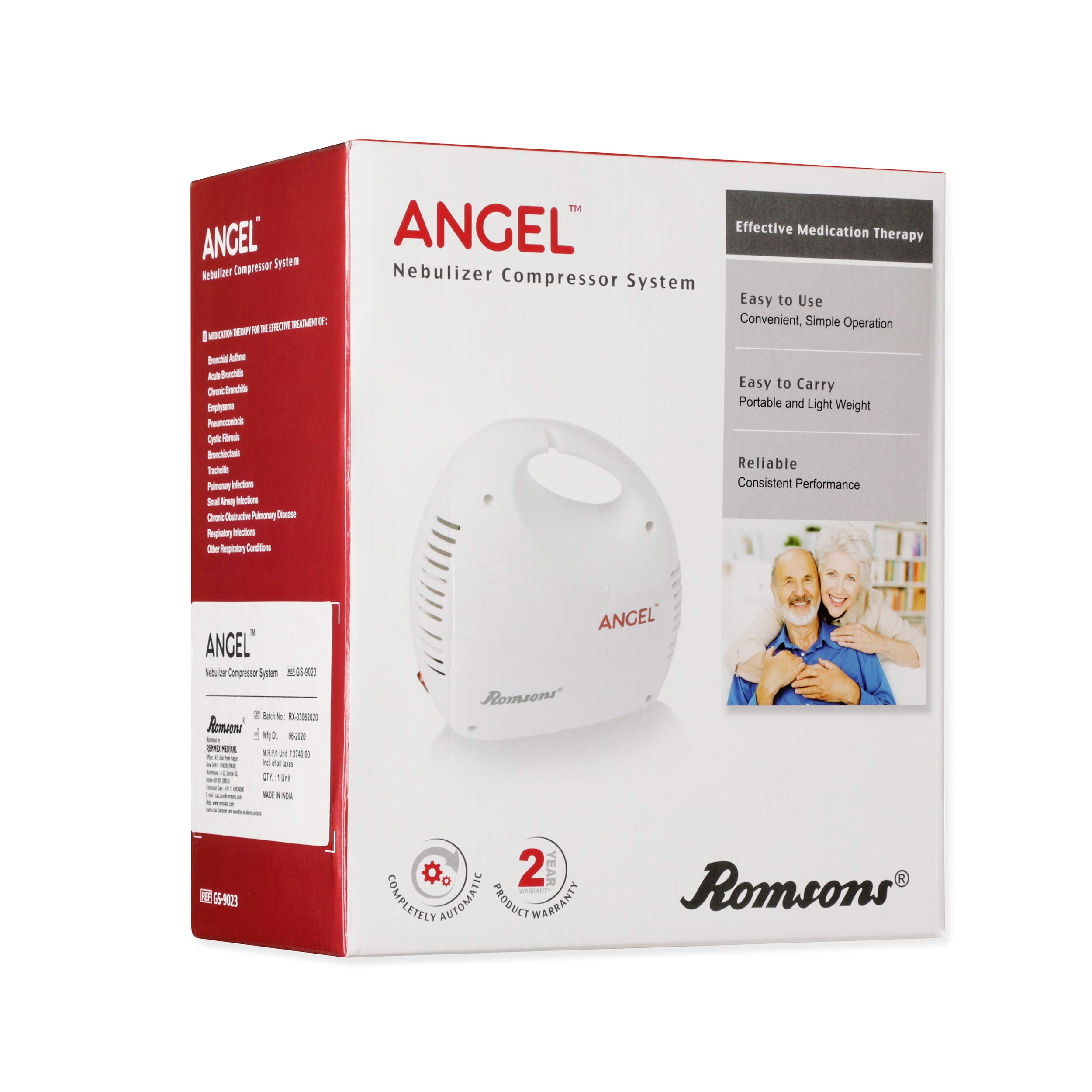Romsons Angel Nebulizer Machine, Compact & Lightweight Compressor Nebulizer for Kids and Adult with Mask (White,Pack of 5) - Image 5 thumbnail