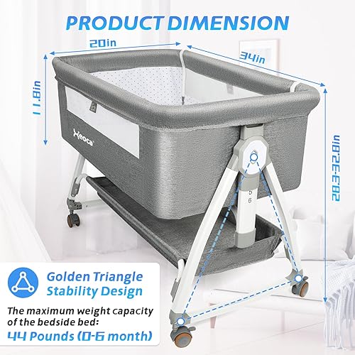 Miniatura 2 de Cuna mecedora para bebé, cuna mecedora para bebé, 3 en 1, moisés de noche para bebé, con cesta de almacenamiento y ruedas