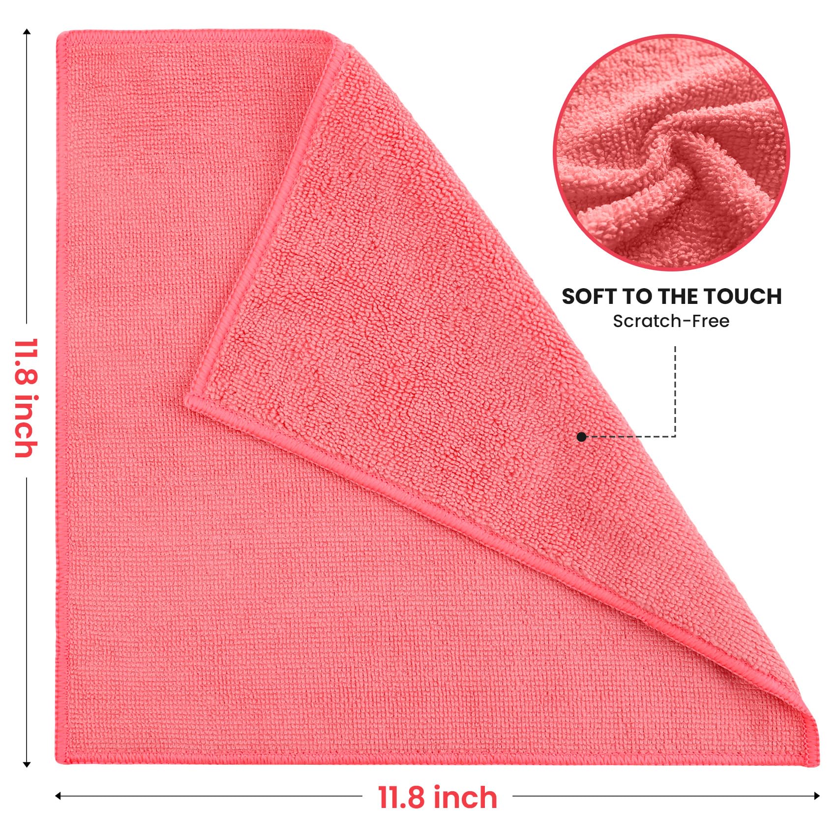The SIFANGKE 12-pack microfiber cleaning cloths offer vibrant colors for task organization and a practical size for various cleaning needs.