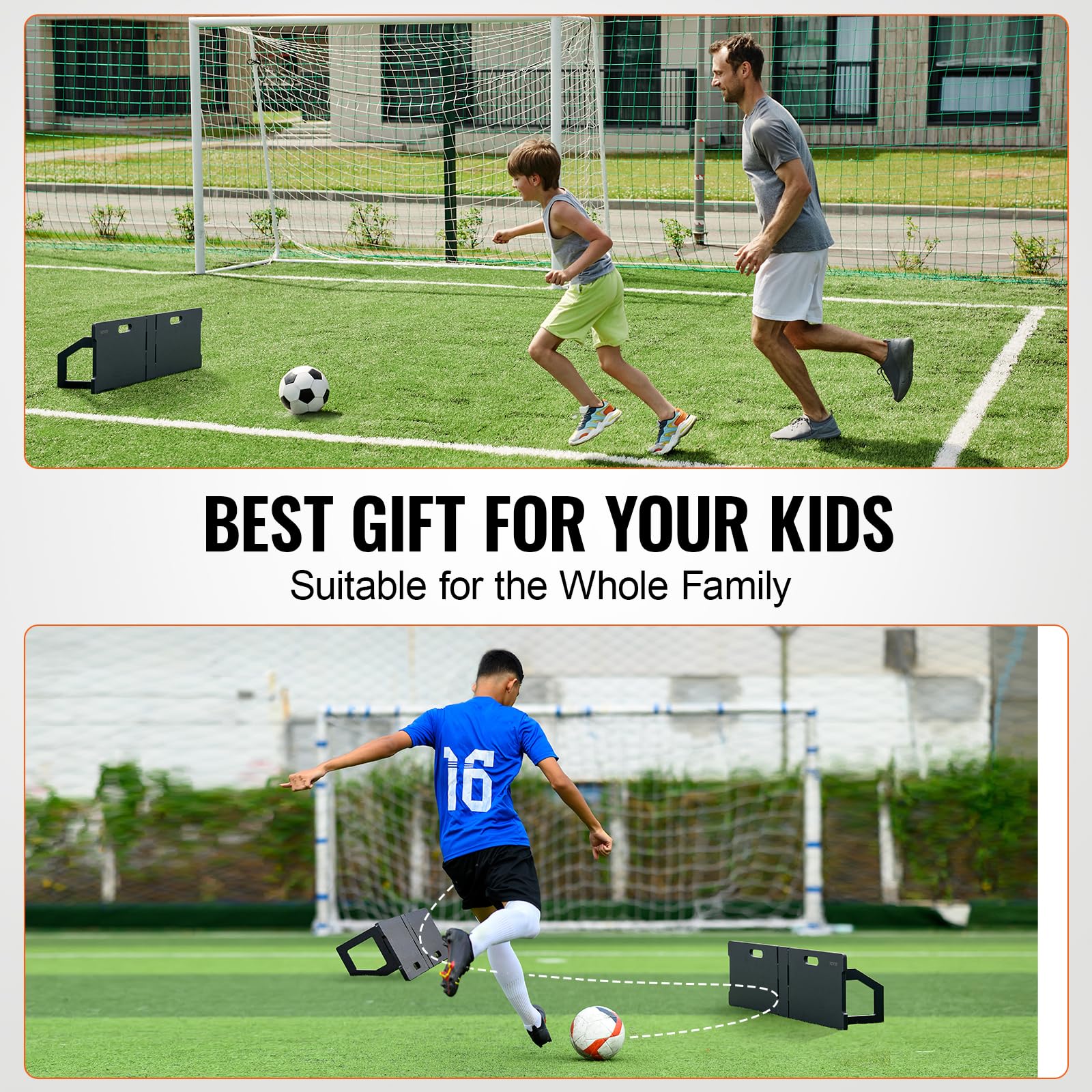 VEVOR Pedana da Rimbalzo da Calcio 1150 x 330 mm Parete Calcio Portatile, 2 Angoli di Rimbalzo, Pedana da Rimbalzo Pieghevole, Attrezzatura Allenamento per Bambini Adulti, Esercizi di Passaggio Tiro