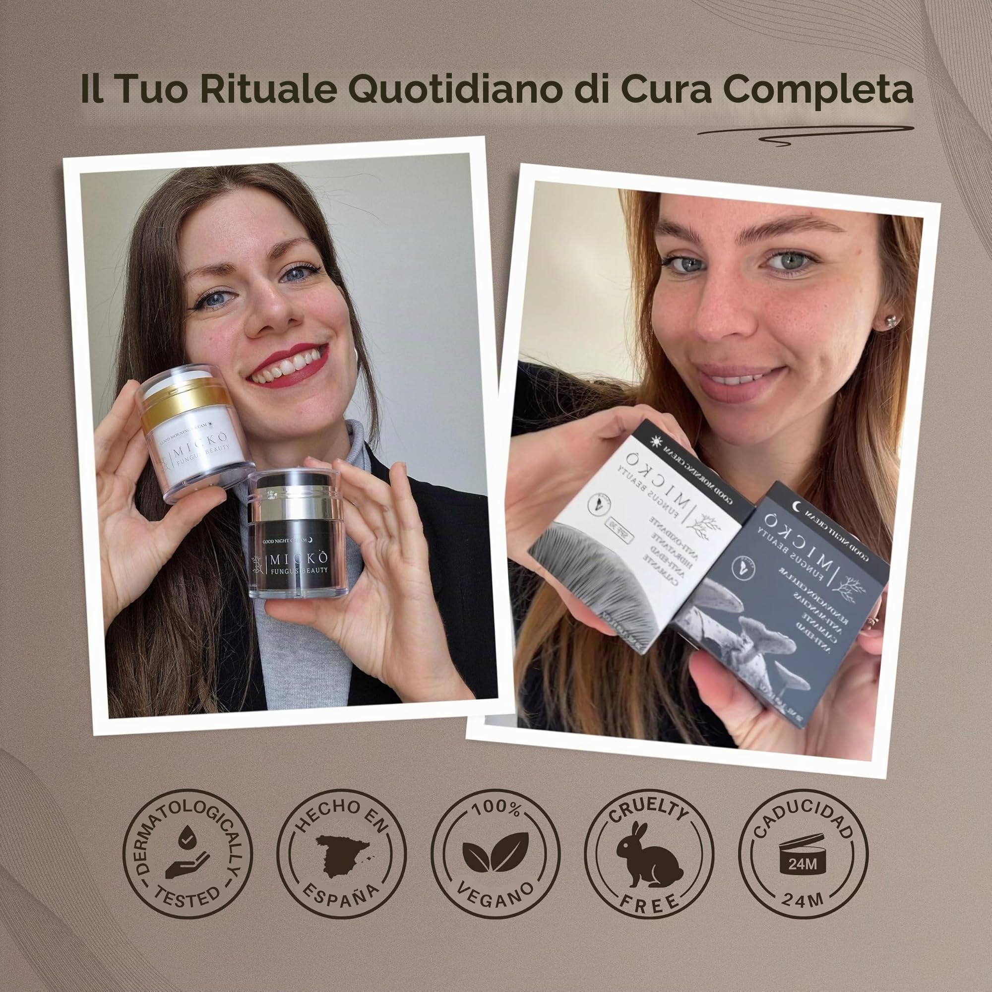 MICKÔ Set Creme Viso Donna e Uomo, Crema Giorno Idratante con Niacinamide, Bakuchiol e Vitamina C, SPF30, Crema Giorno Antirughe Coreana, Crema Notte al Retinolo per Macchie, Confezione 50ml