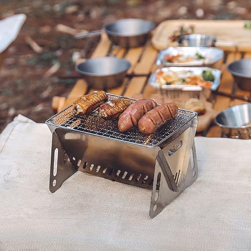 Miniatura 2 de Estufa de barbacoa de camping, fogata portátil para camping, picnic al aire libre parrilla de hoguera de cocina, suministros de camping estufa de