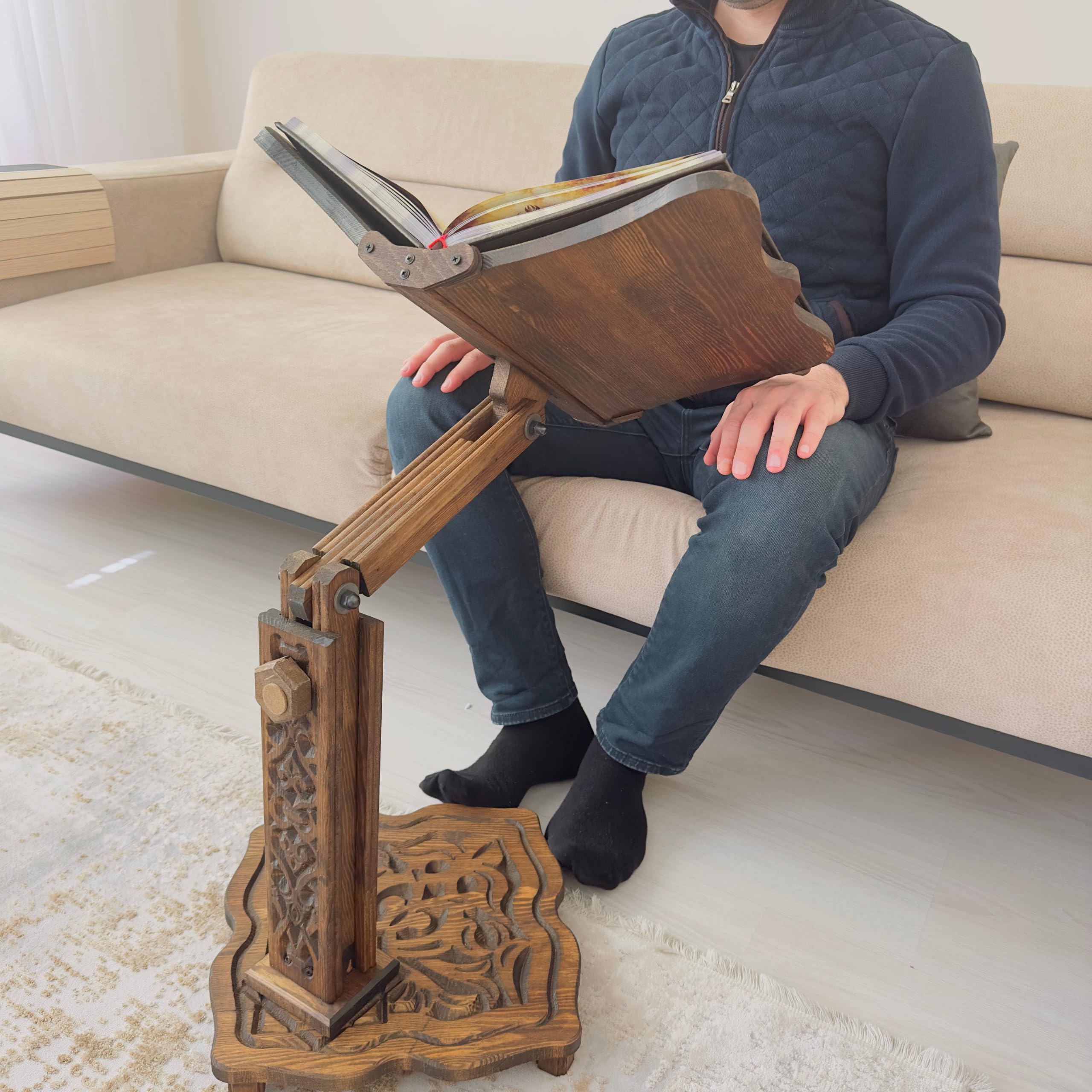 Soporte de madera ajustable de gran tamaño para libros pesados | Corán, Biblia, diccionario, soporte para libros de cocina, soporte multifuncional enorme