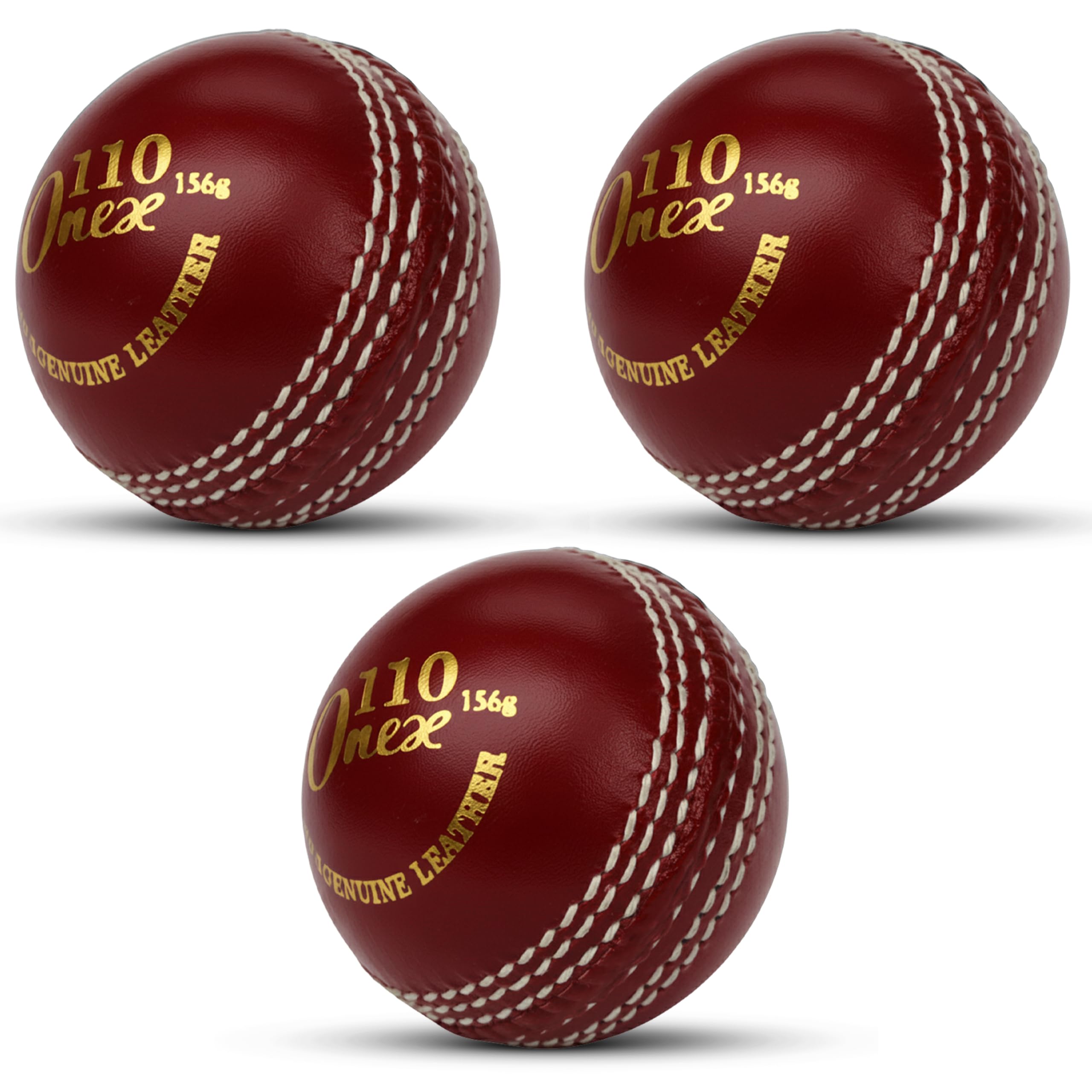 FITEX Premium Leather Cricket Ball Grade A Hand-Stitched 4-Piece Design Genuine Leather Construction Ideal for Training, Club Matches, Net Practice & Tournaments (RED, PACK OF 3)