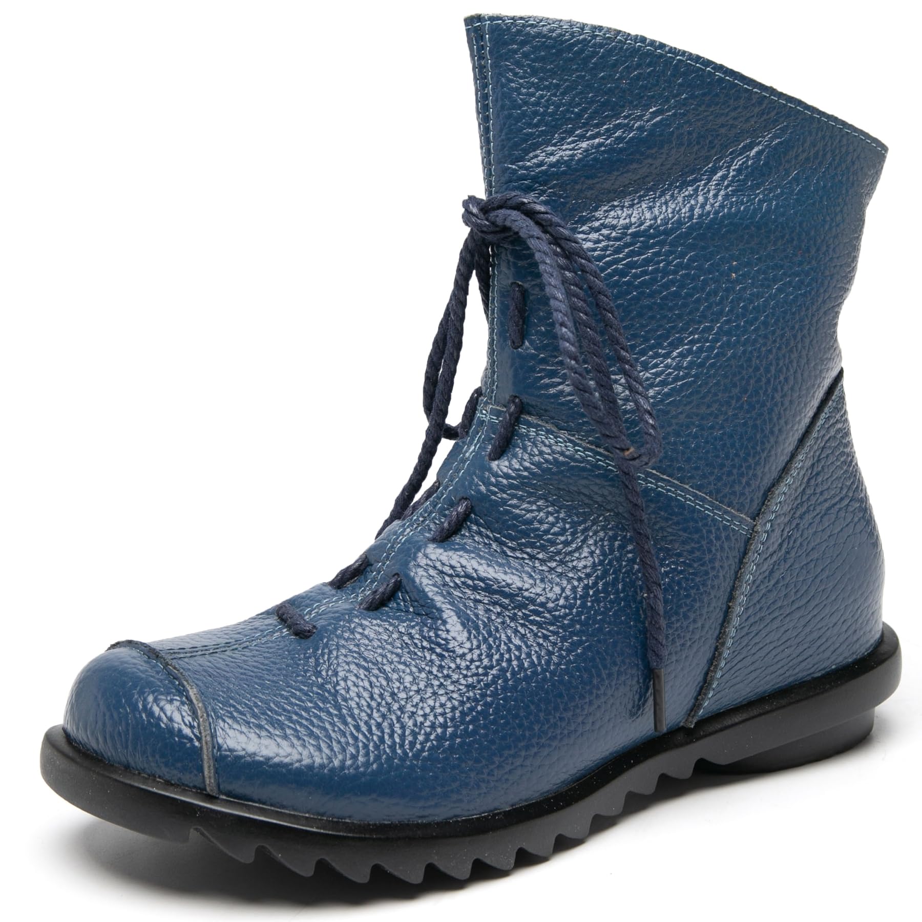 Womens Leather Casual Soft Flat Boots