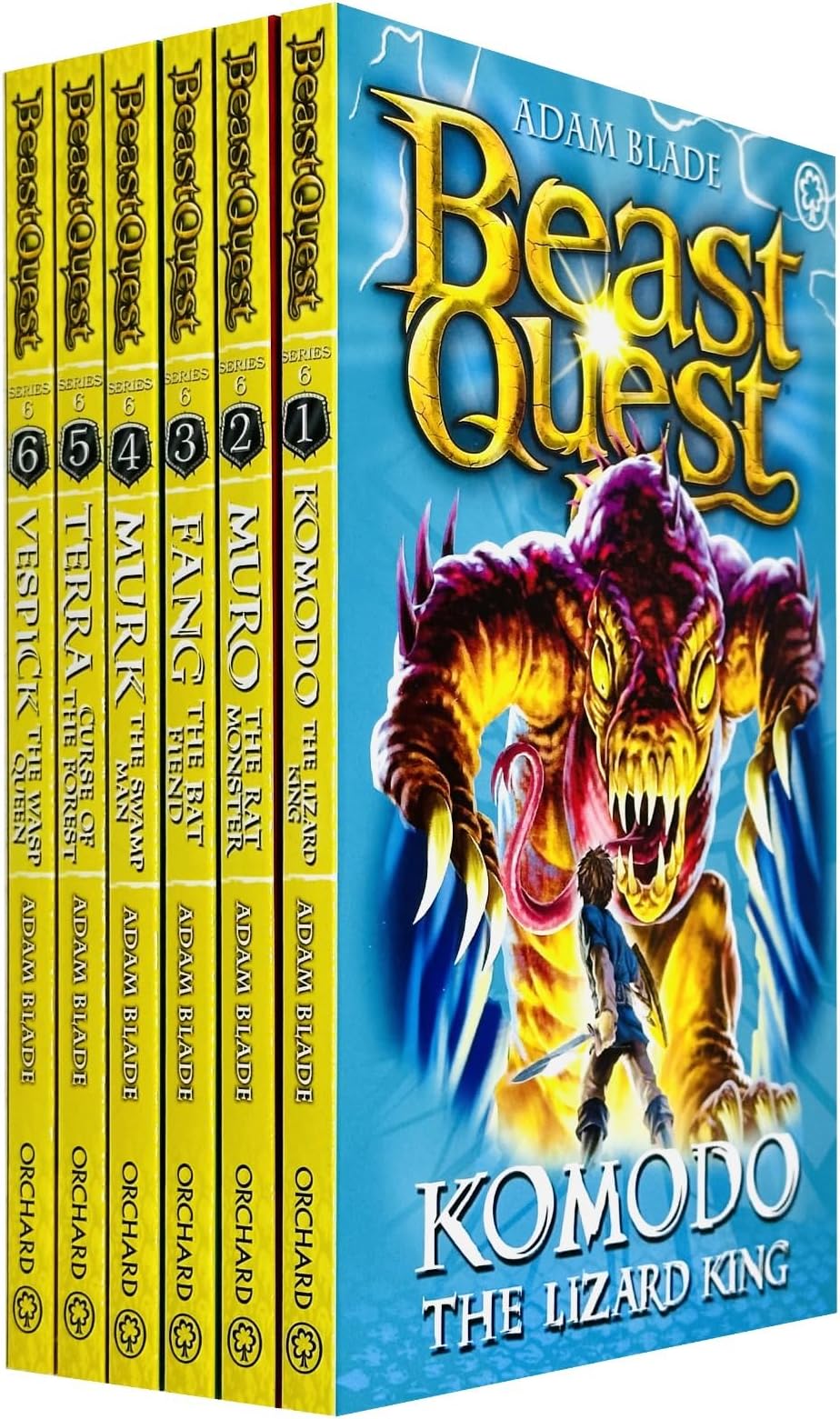 Beast Quest Series 6 Collection - 6 Books RRP £29.94 (31. Komodo the Lizard King; 32. Muro the Rat Monster; 33. Fang the Bat Fiend; 34. Murk the Swamp Man; 35. Terra the Curse of the Forest; 36. Vespick the Wasp Queen)