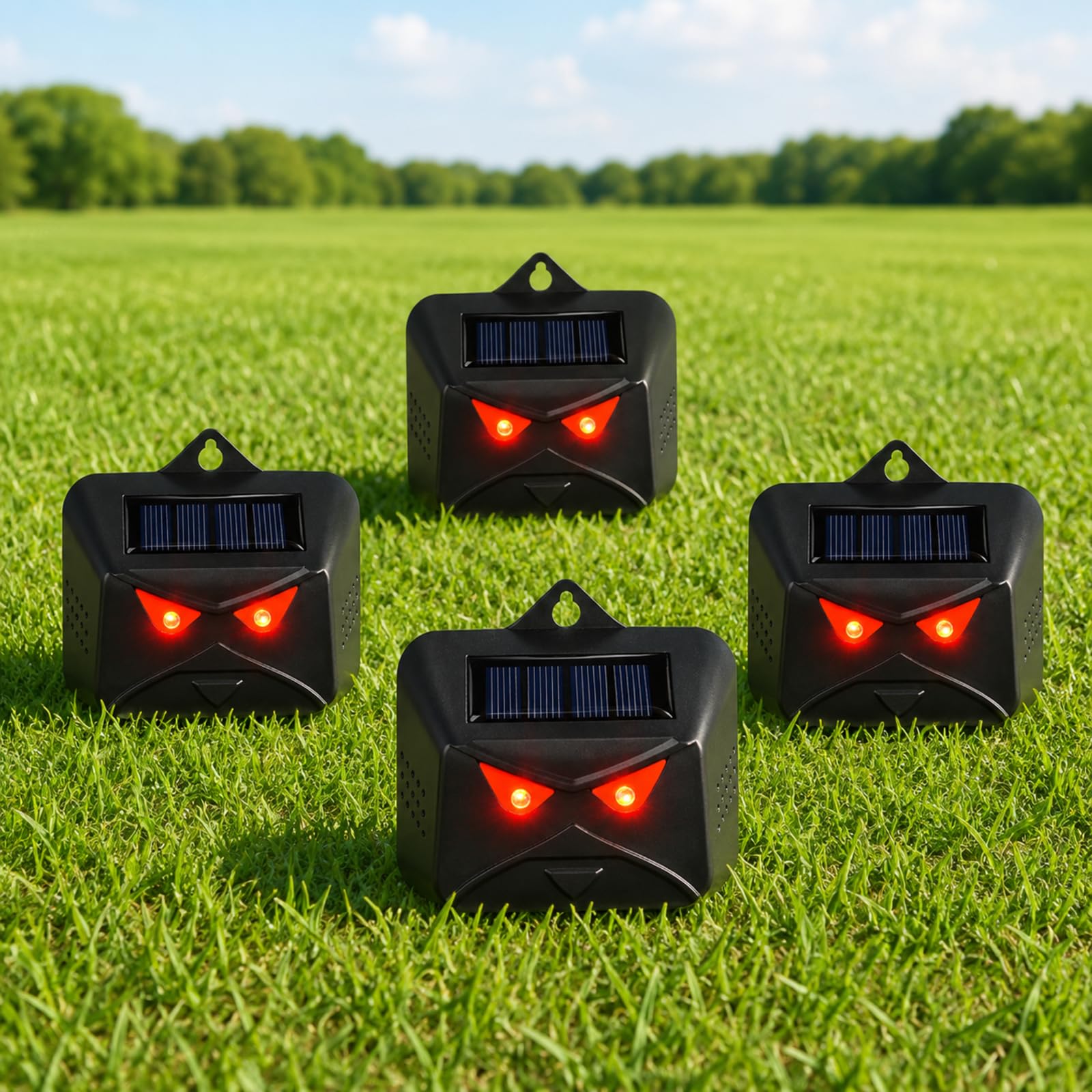 Solar Powered Waterproof Animal Repeller, Dual Red Flashing LED Deterrent