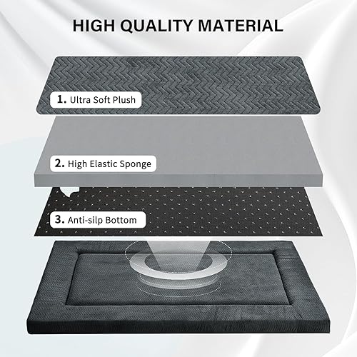 Vista 40 de WESTERN HOME Cama para perro para jaula, cama para perros mediano/grande con felpa suave y ondulada, cómoda almohadilla antideslizante, lavable