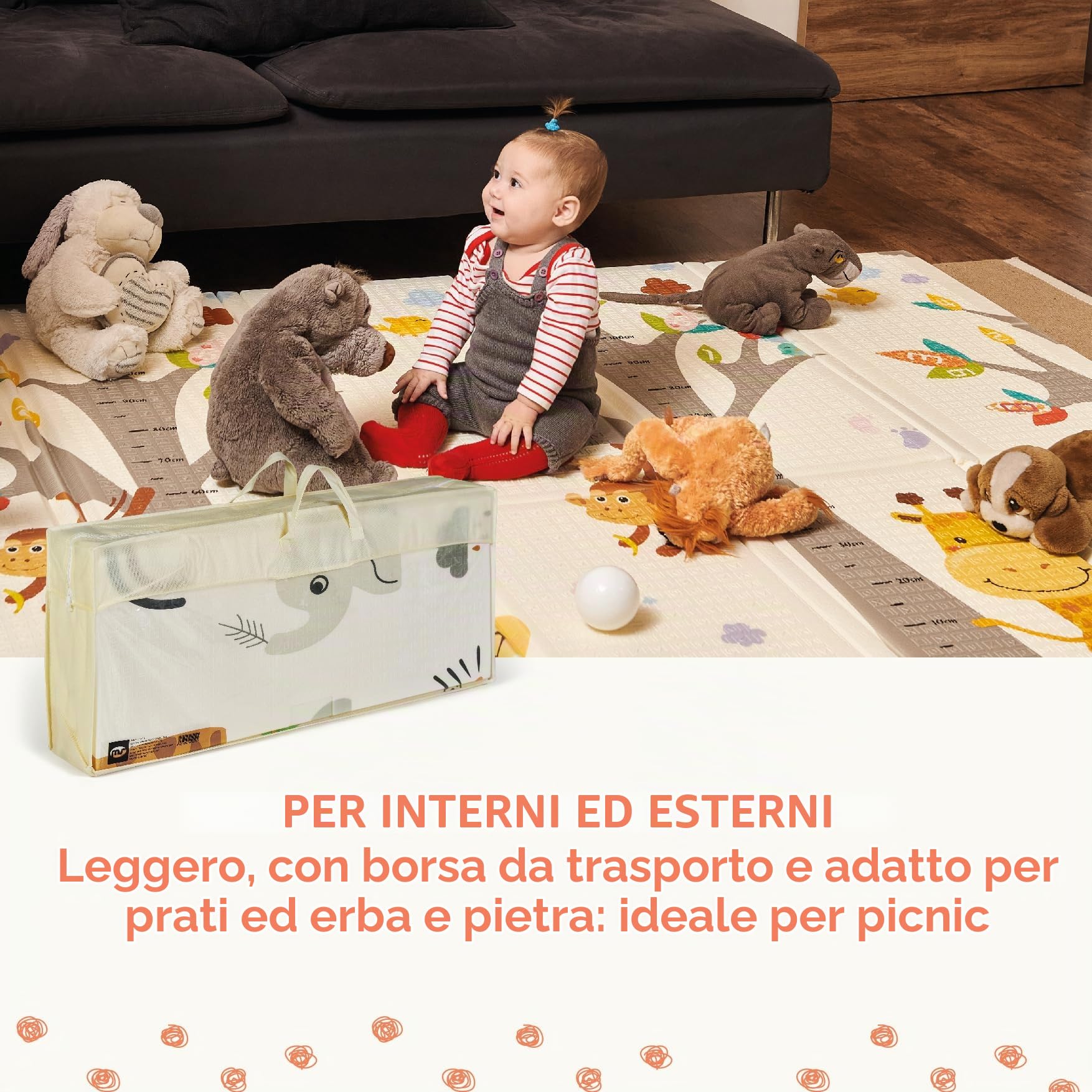 MS BabyWorld - Recinto per bambini XXL + Tappeto gioco per bambini 180 * 200 cm - Tappeto bifacciale, altamente imbottito (spessore 1,5 cm), Box molto grande e alto - pieghevole e con borsa trasporto