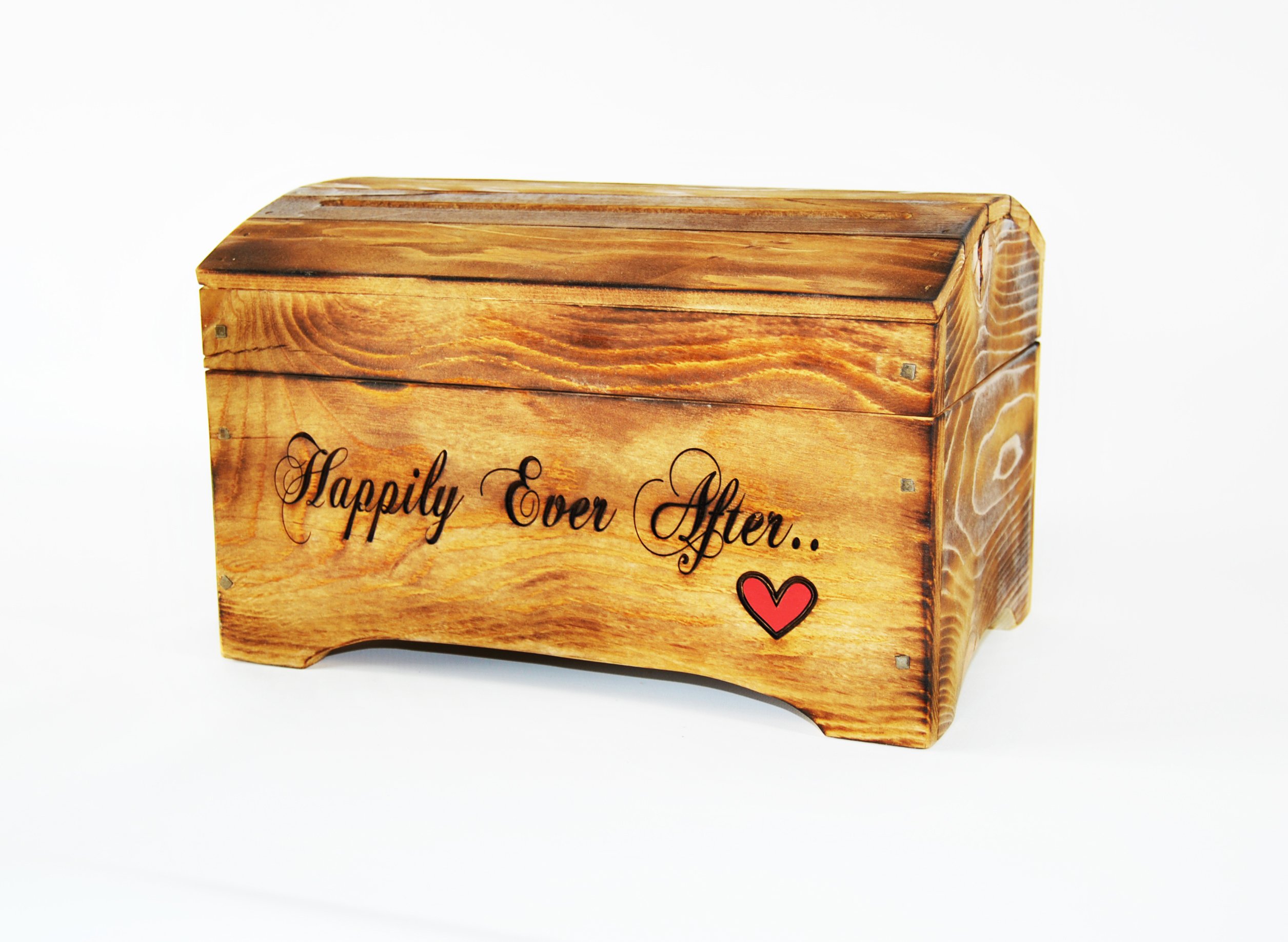 Roxy Heart Vintage Medium Wooden Rustic Keepsake Memory Box with Heart- Wedding Card Box