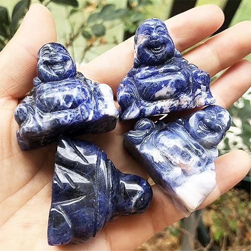 Vista 12 de Fekuar Estatua de Buda Feliz de Aventurina Roja, tallada a mano Maitreya Laughing Buda, escultura de bolsillo de cristal curativo de 1.5 pulgadas