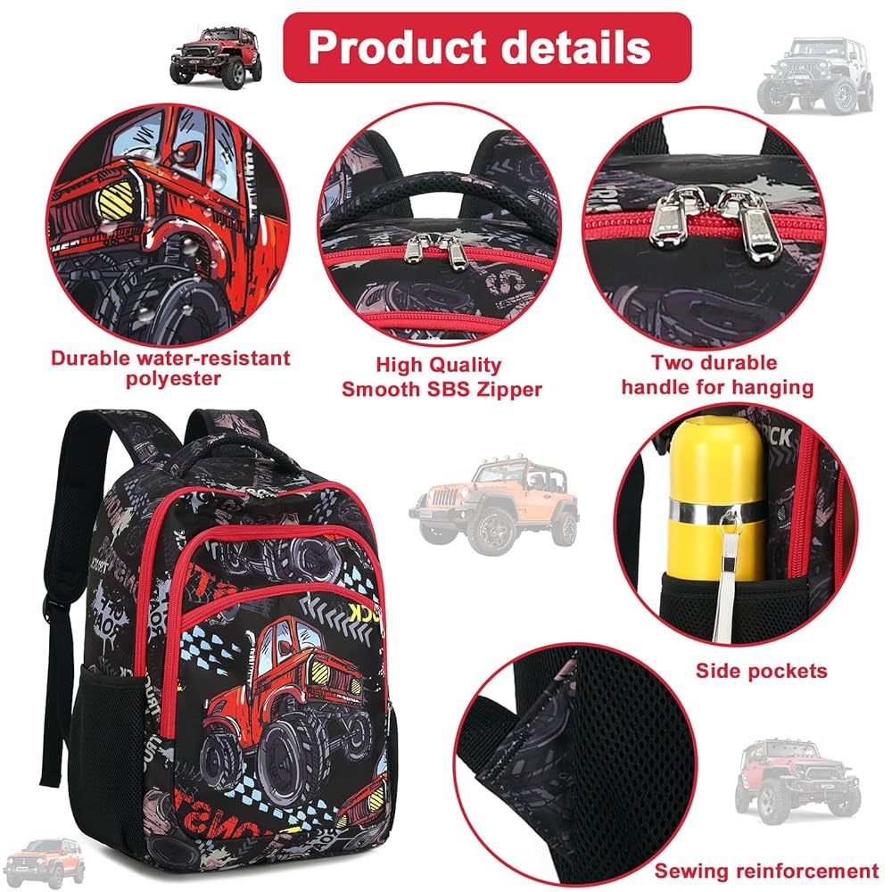 Amazon.com | BTOOP Kids Backpack Boys Cute Monster Truck