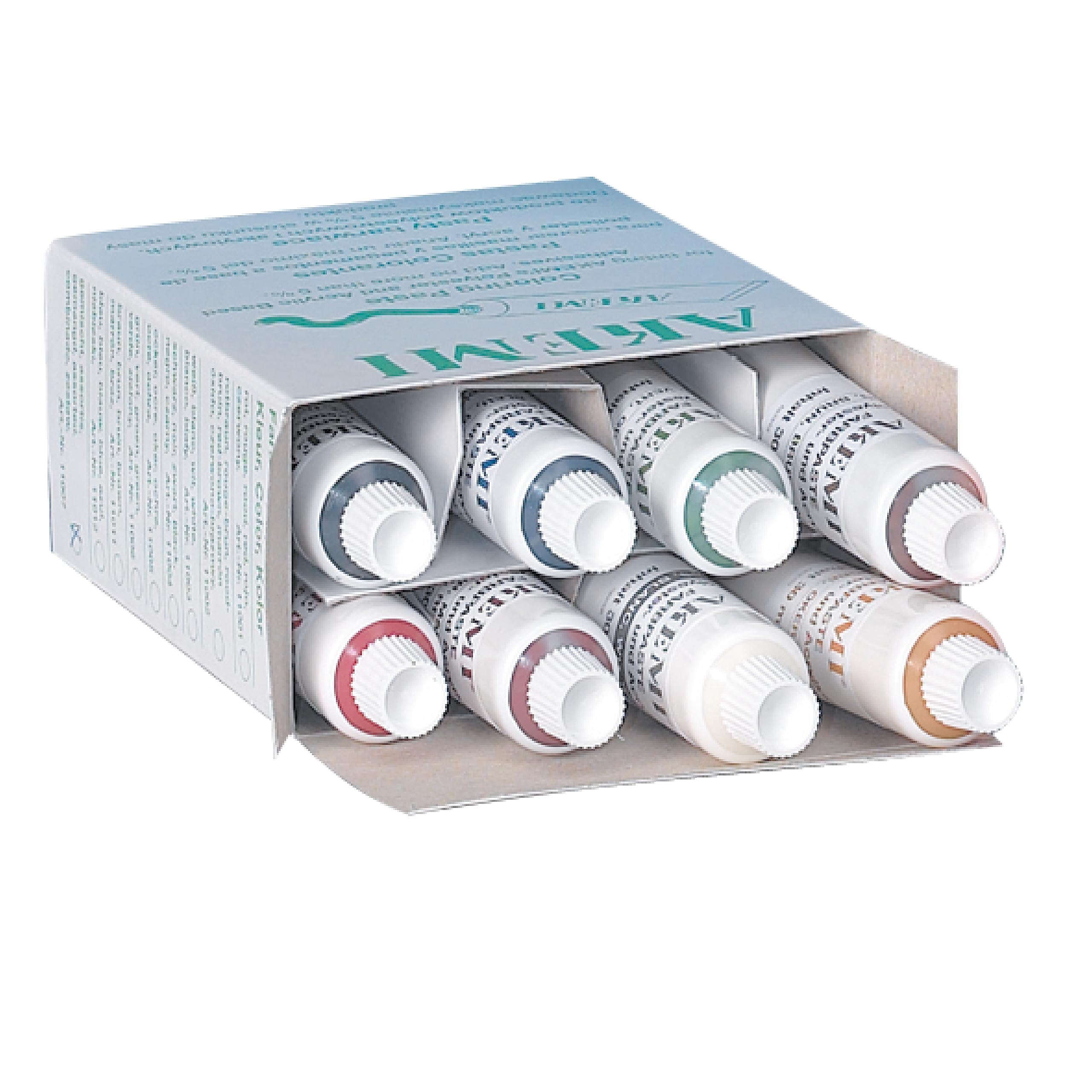 Akemi Pâtes de Couleurs Mixtes pour Mastic Marbre, 8 x 30 ml I Concentré de Couleur Liquide pour Colorer les Colles et Adhérents à Base de Polyester, d'Acrylate d'Époxy et de Polyuréthane – 11212